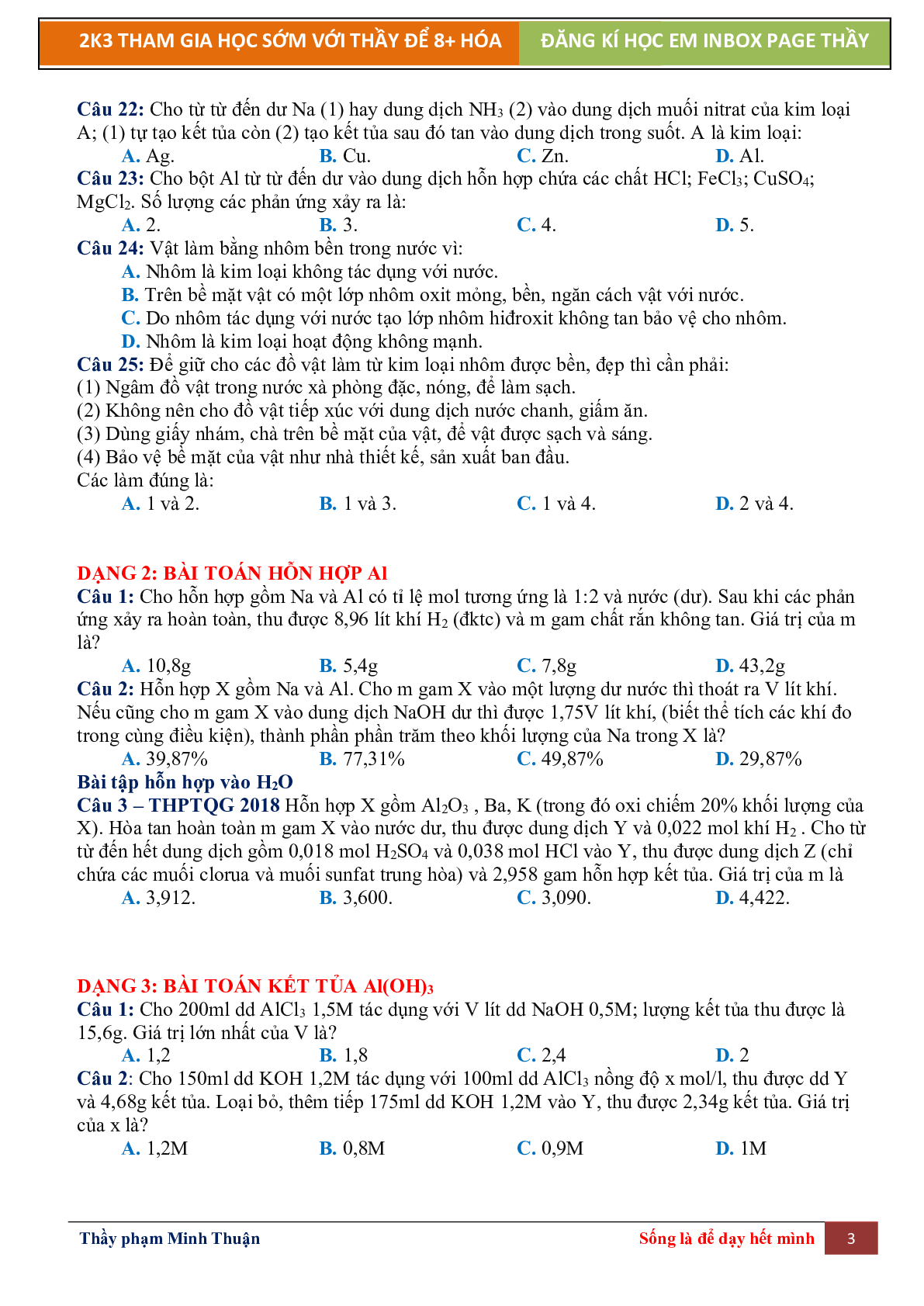 Lý Thuyết Chương 6 Nhôm Môn Hóa Học Lớp 12 (trang 3)
