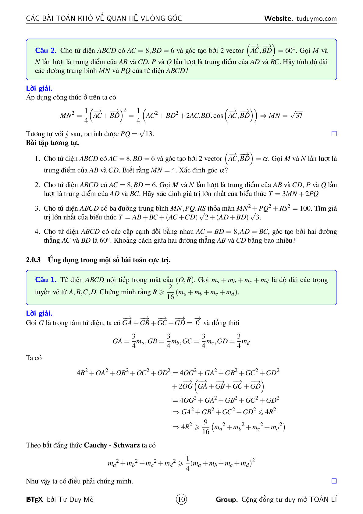 Các bài toán khó về quan hệ vuông góc (trang 10)