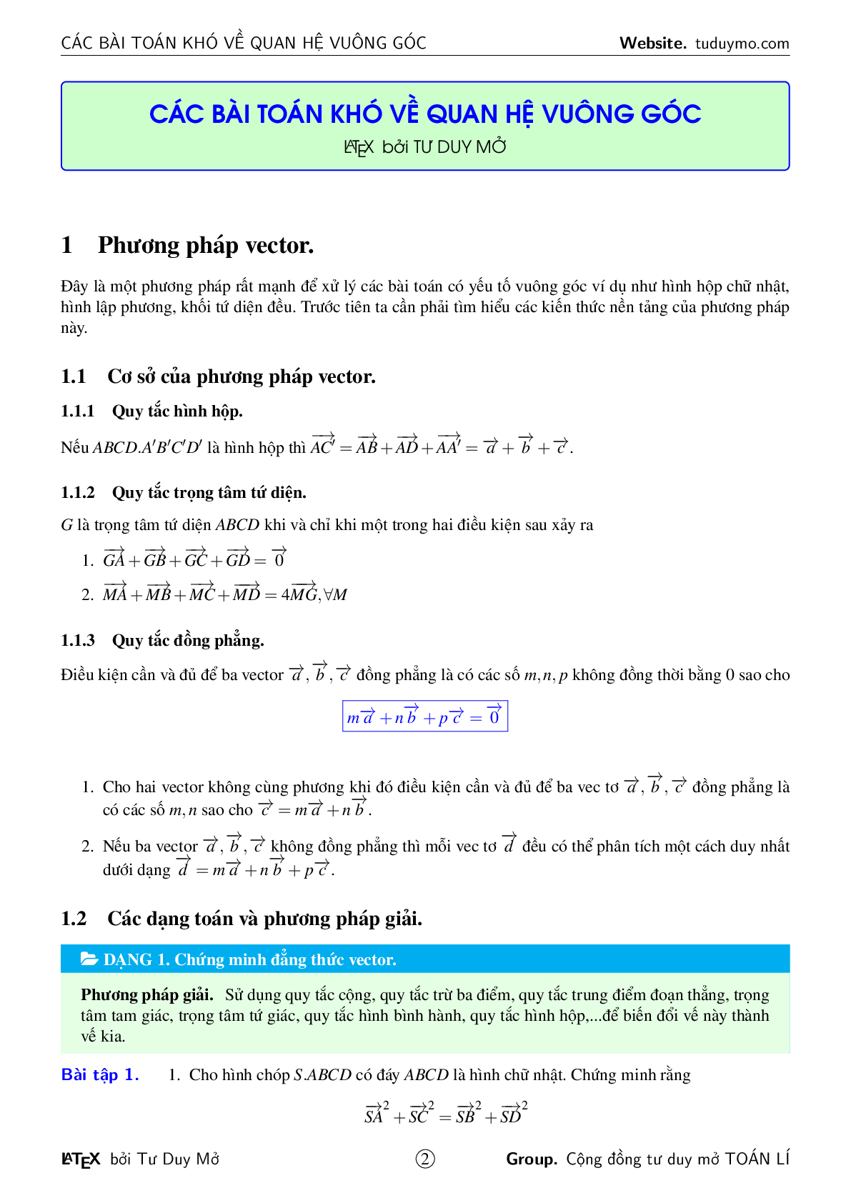Các bài toán khó về quan hệ vuông góc (trang 2)