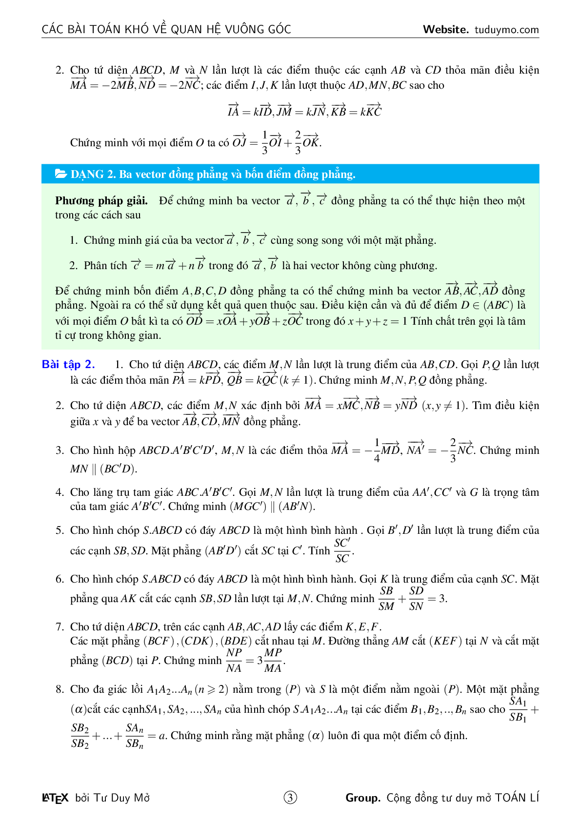 Các bài toán khó về quan hệ vuông góc (trang 3)