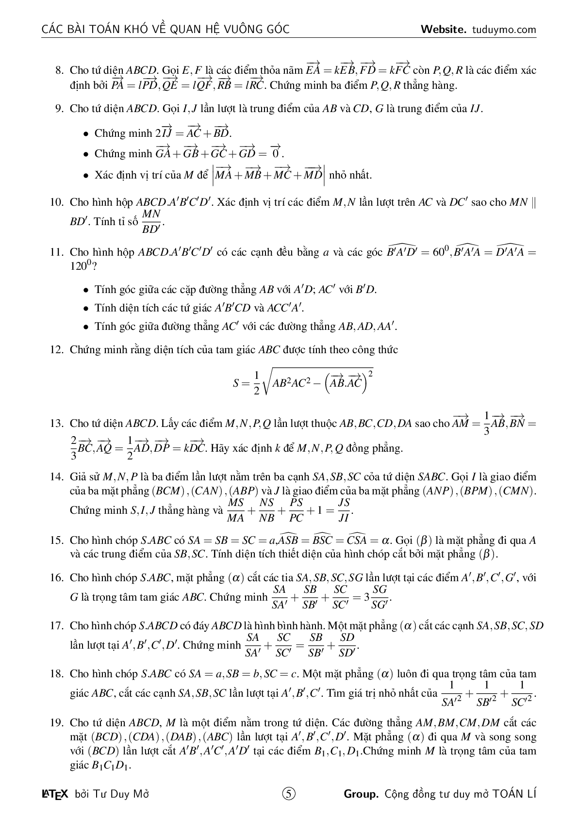 Các bài toán khó về quan hệ vuông góc (trang 5)
