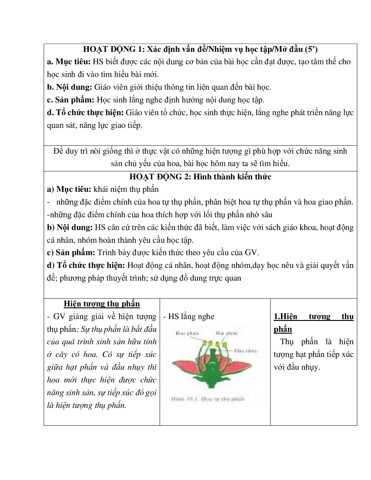 Giáo án Sinh học 6 Bài 30: Thụ phấn mới nhất - CV5555 (trang 2)