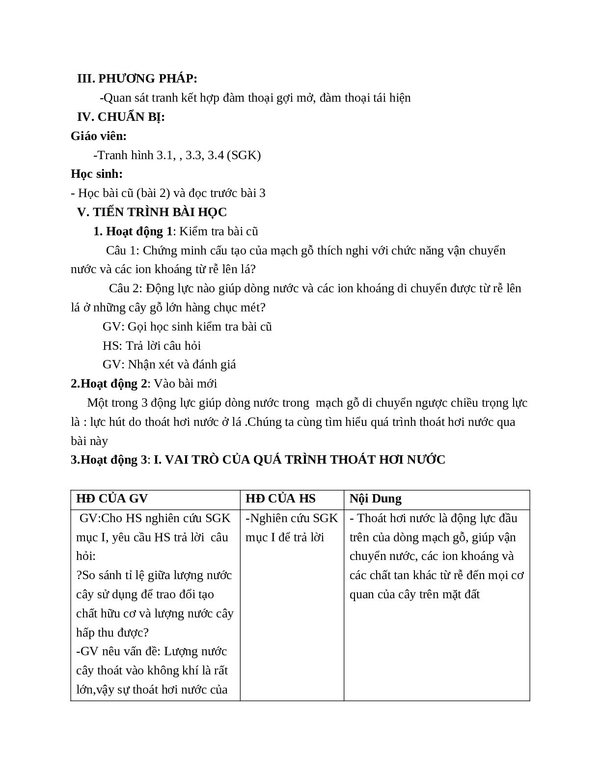 Giáo án Sinh học 11 Bài 3: Thoát hơi nước mới nhất (trang 2)