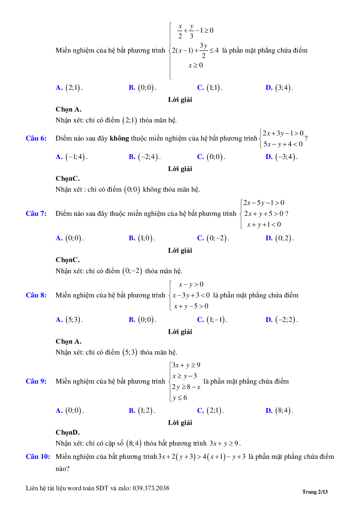 Chuyên đề bất phương trình, hệ phương trình bậc nhất hai ẩn (trang 2)