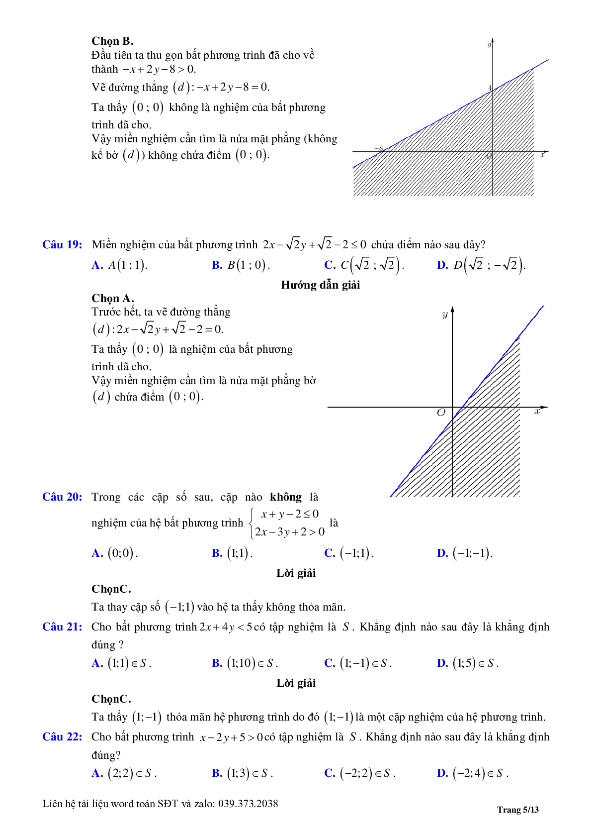 Chuyên đề bất phương trình, hệ phương trình bậc nhất hai ẩn (trang 5)