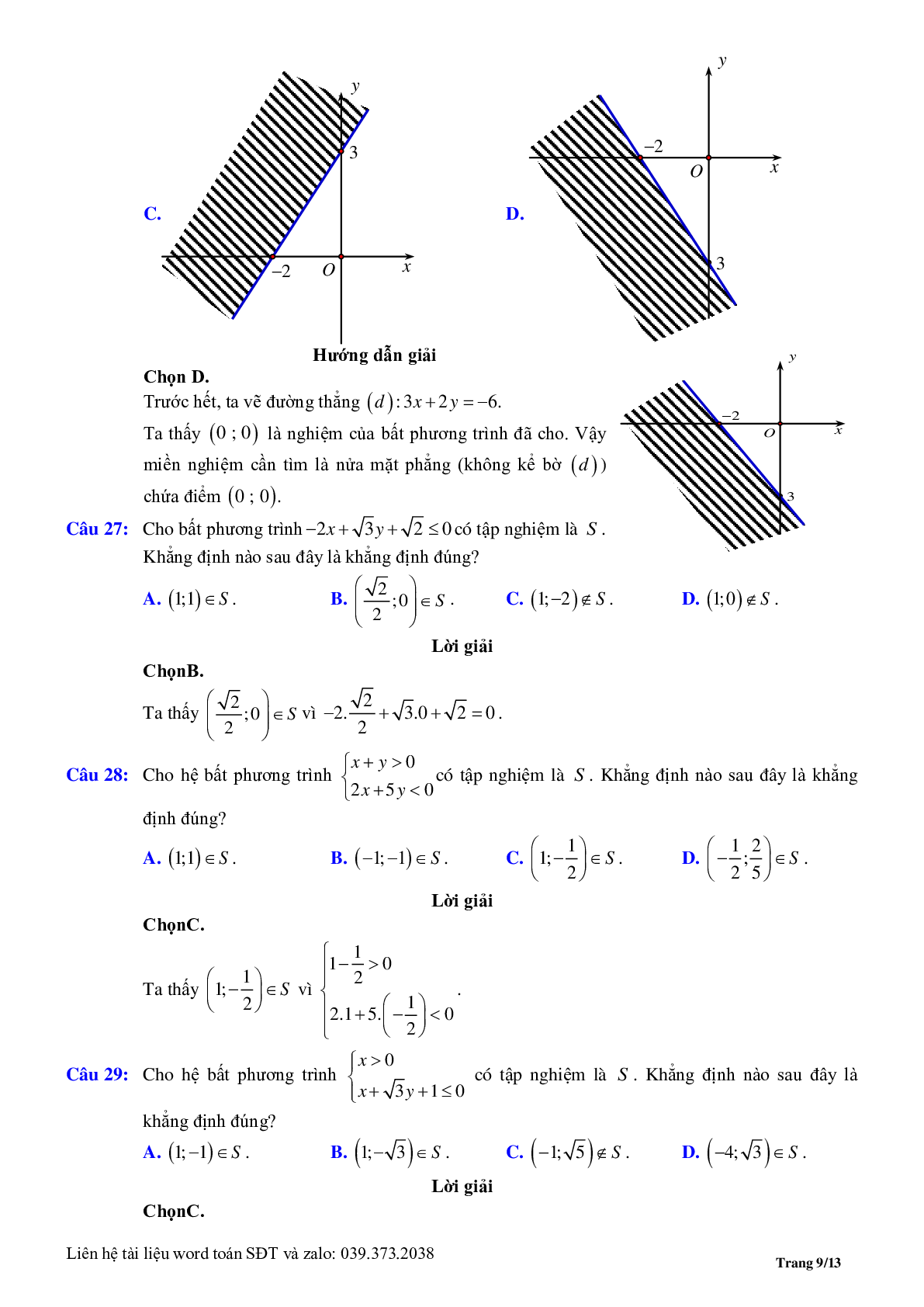 Chuyên đề bất phương trình, hệ phương trình bậc nhất hai ẩn (trang 9)