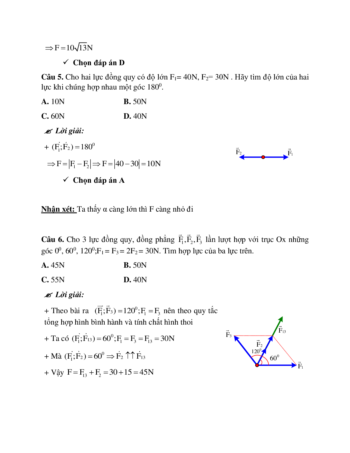 Phương pháp giải và bài tập về Xác định lực tổng hợp tại một điểm có nhiều lực tác dụng (trang 3)