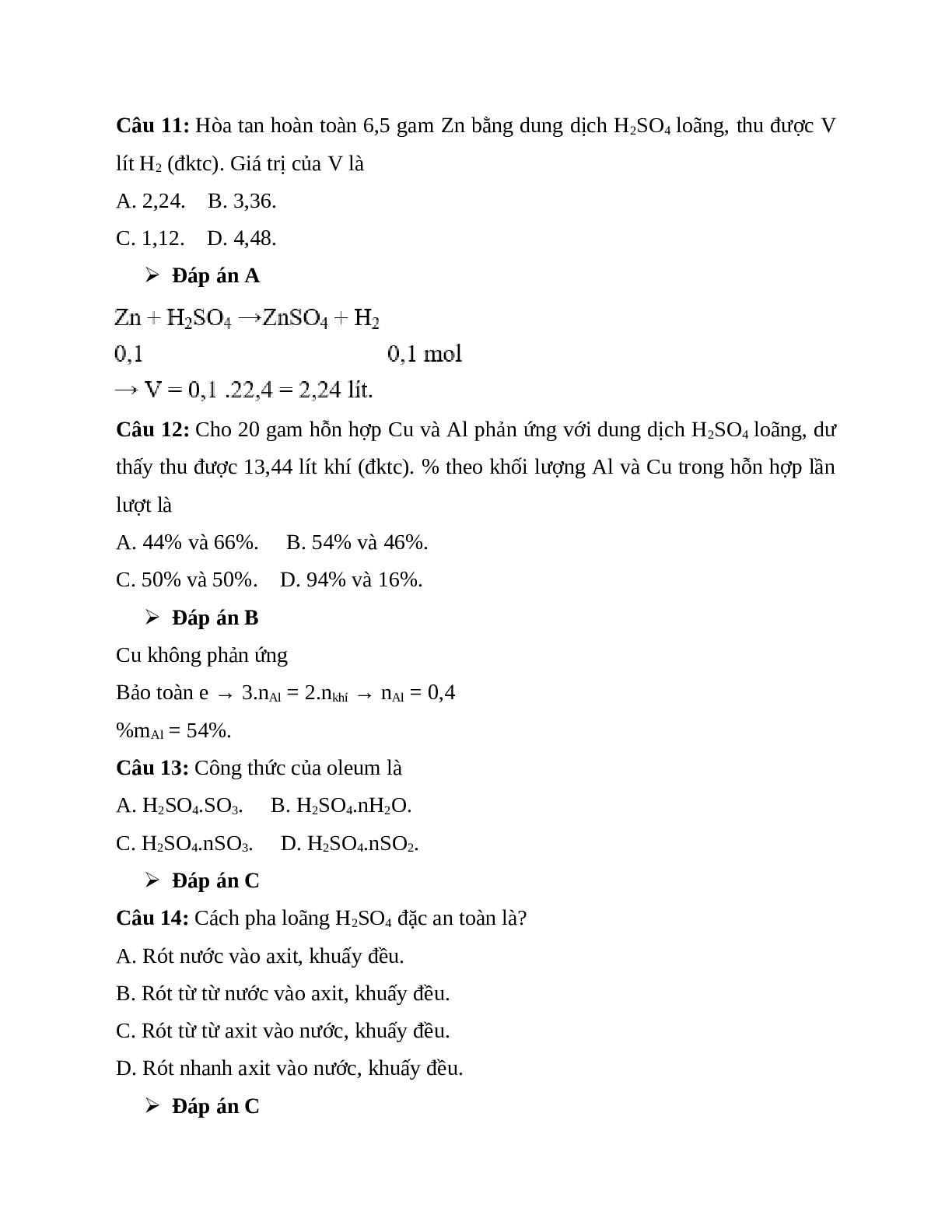 30 bài tập về axit sunfuric và muối sunfat có đáp án (trang 4)