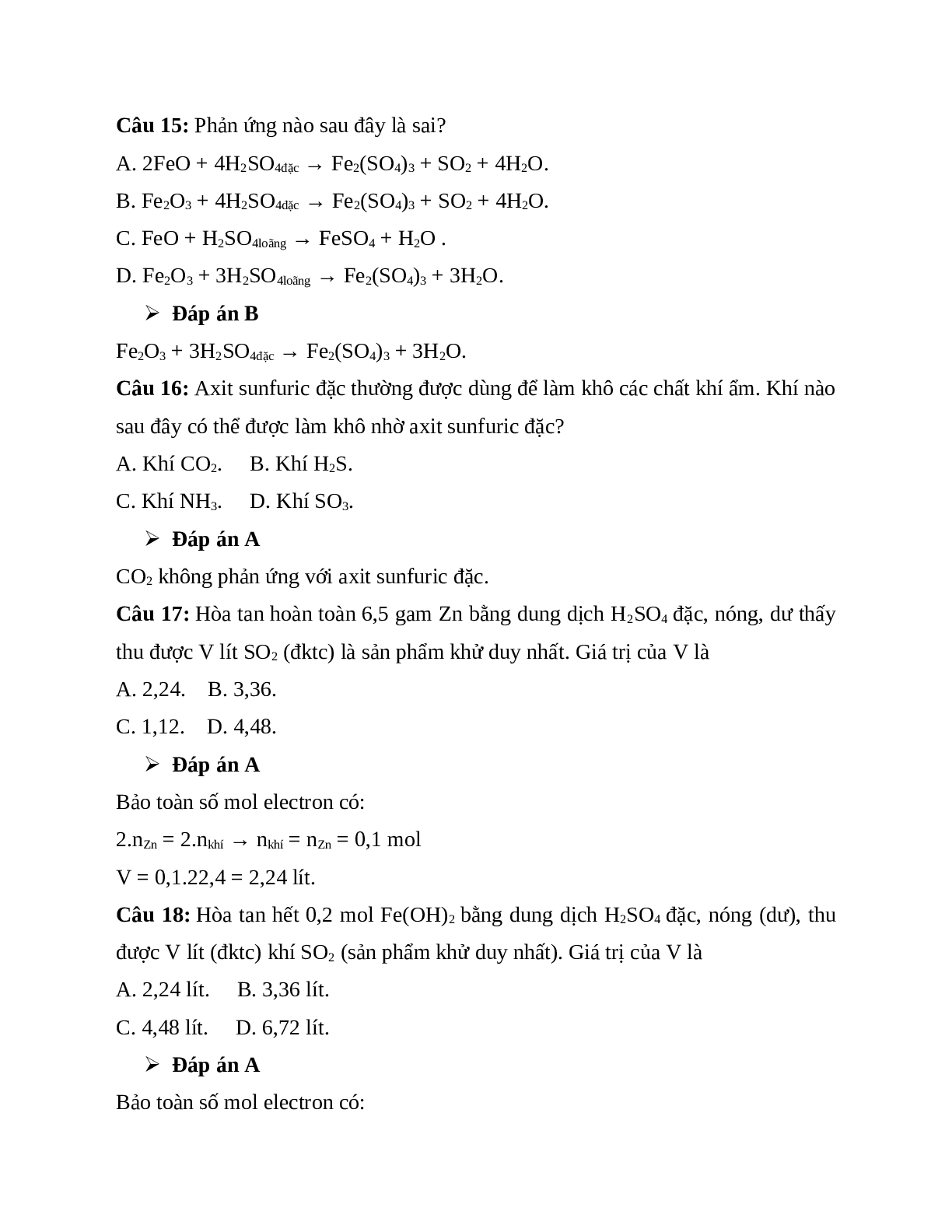30 bài tập về axit sunfuric và muối sunfat có đáp án (trang 5)