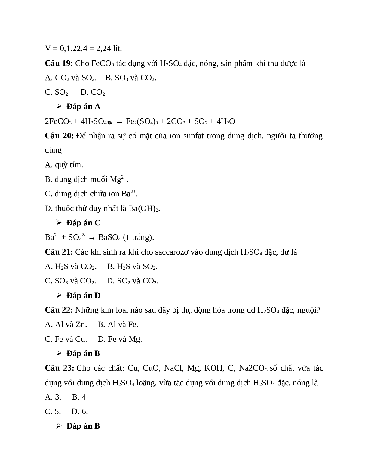 30 bài tập về axit sunfuric và muối sunfat có đáp án (trang 6)