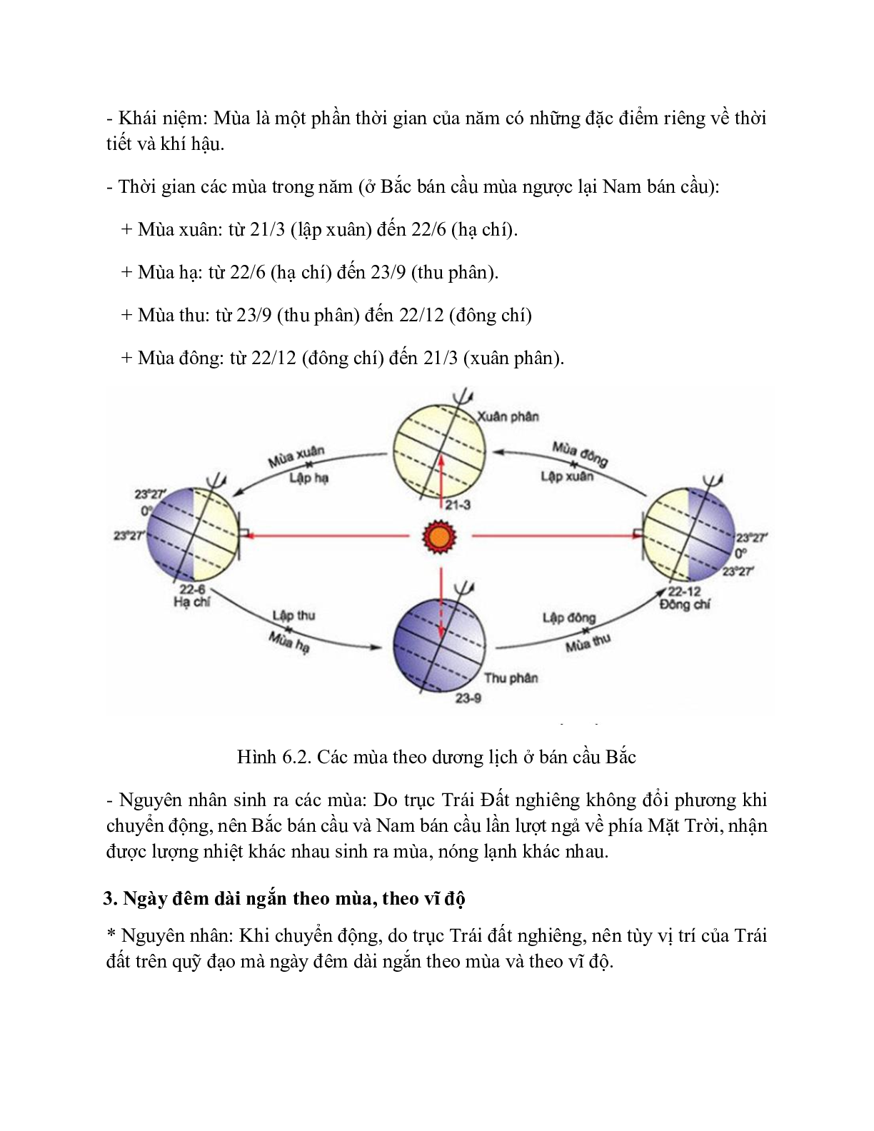 Địa Lí 10 Bài 6 (Lý thuyết và trắc nghiệm): Hệ quả chuyển động xung quanh Mặt Trời của Trái Đất (trang 2)