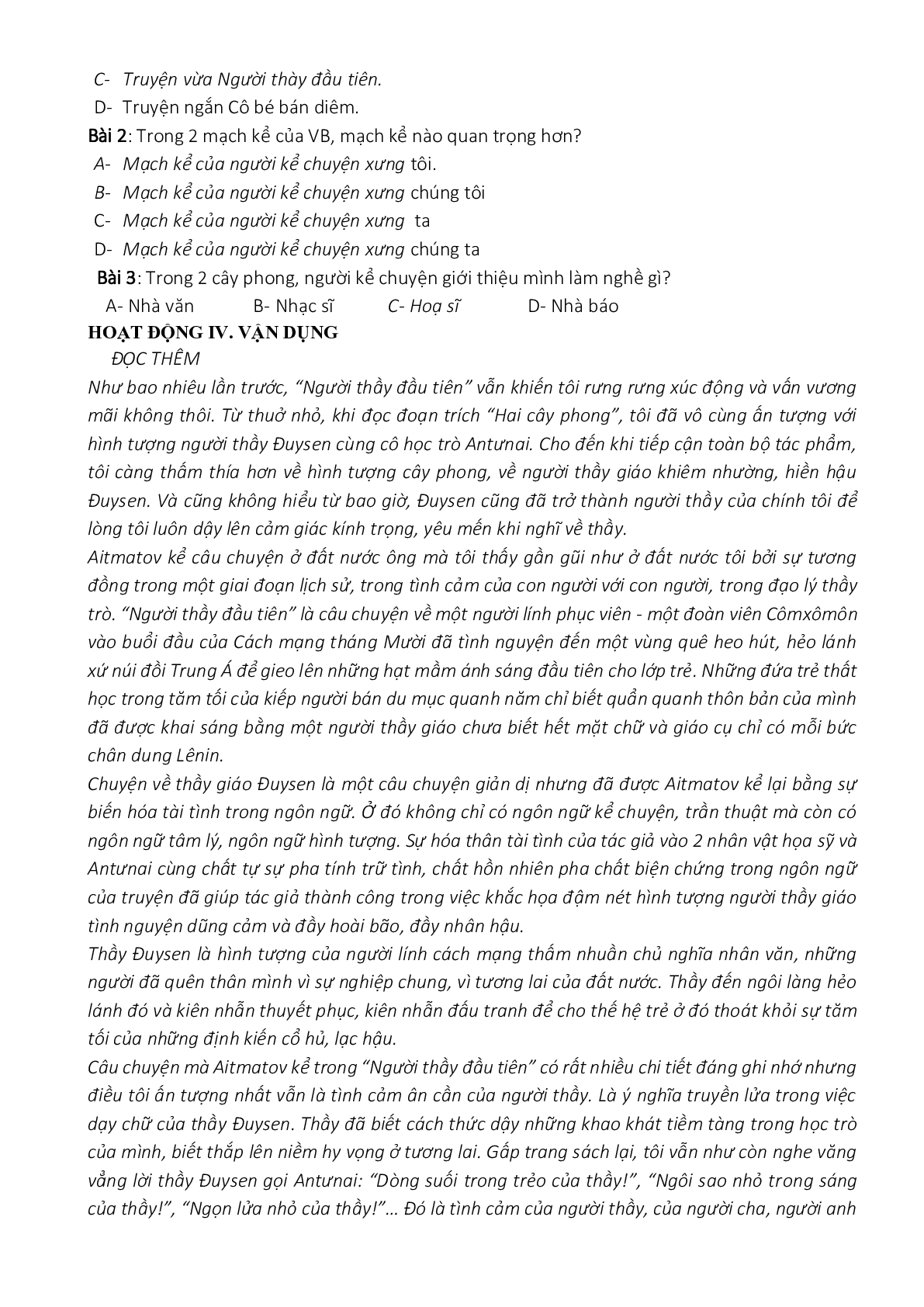 Giáo án ngữ văn lớp 8 Tuần 9 Tiết 33: Hai cây phong mới nhất (trang 4)