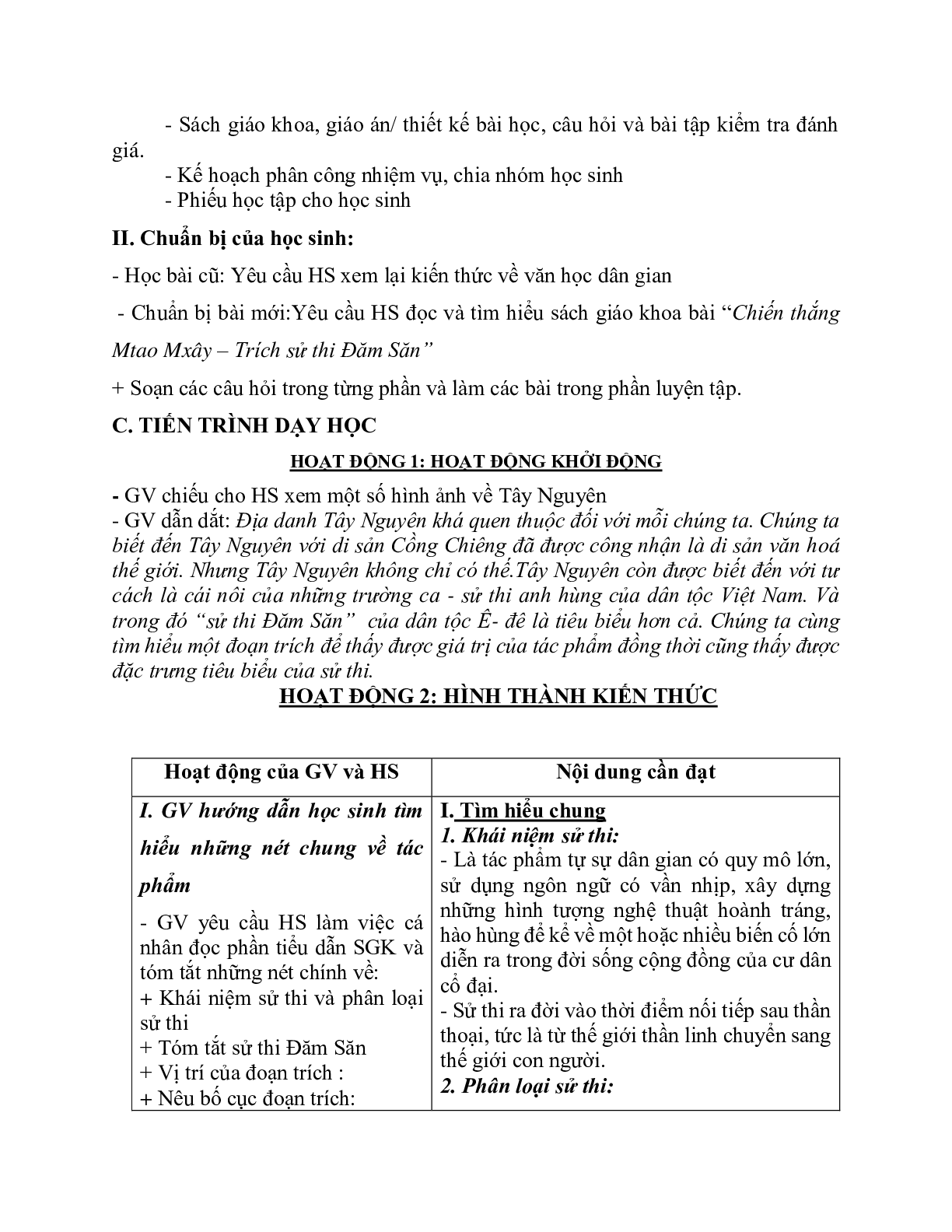 Giáo án ngữ văn lớp 10 Tiết 10, 11: Chiến thắng Mtao - Mxây (trang 2)