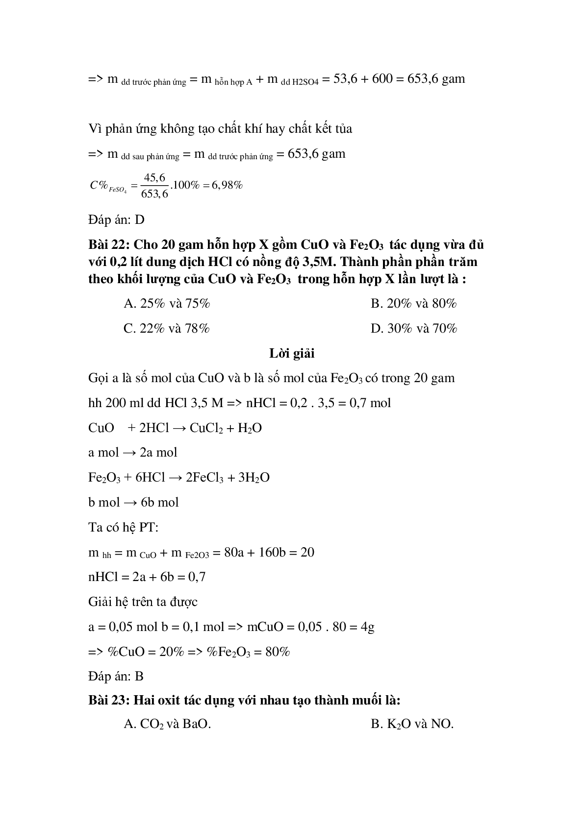 57 câu Trắc nghiệm Tính chất hóa học của oxit có đáp án 2023 - Hóa học lớp 9 (trang 10)