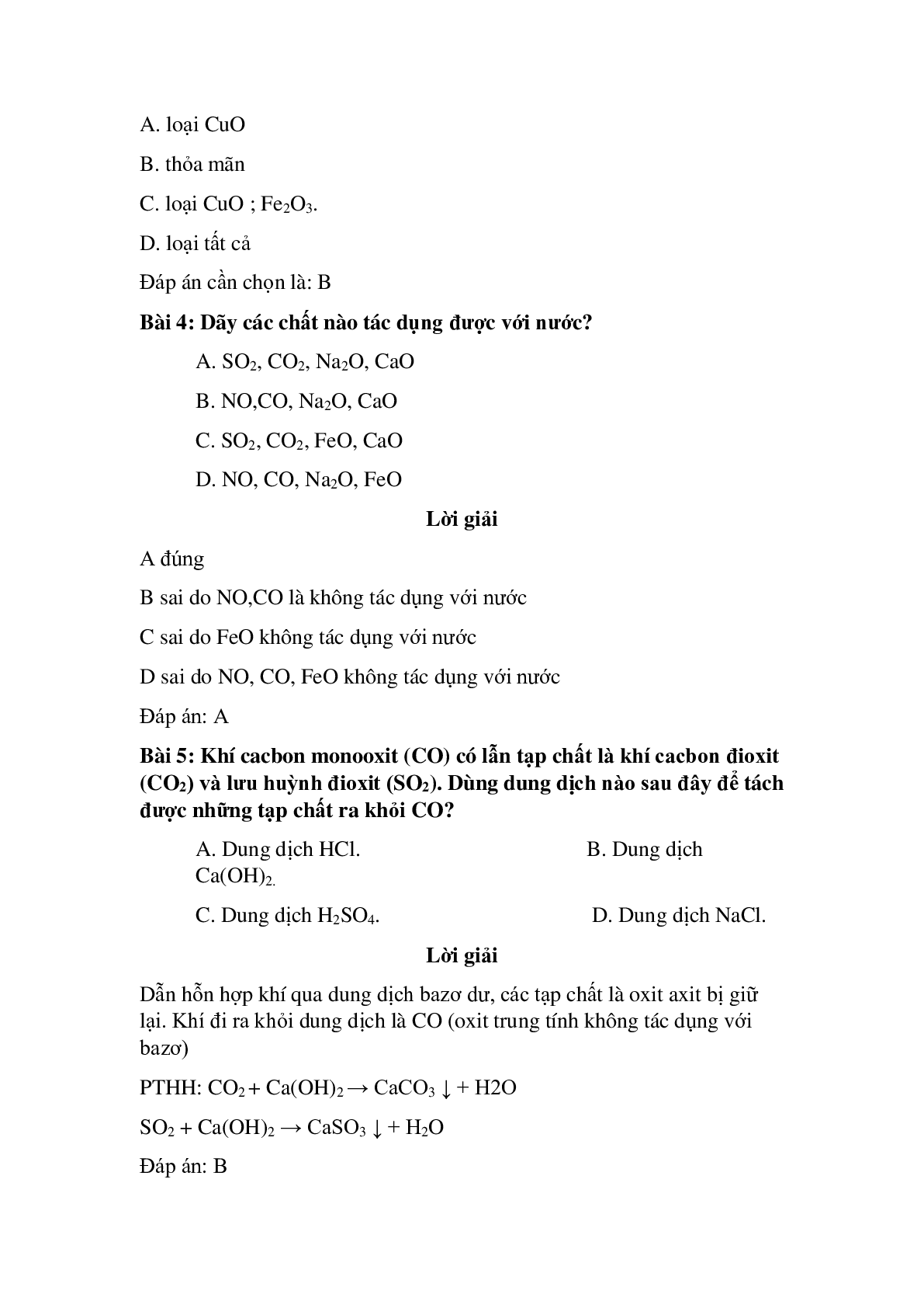 57 câu Trắc nghiệm Tính chất hóa học của oxit có đáp án 2023 - Hóa học lớp 9 (trang 2)