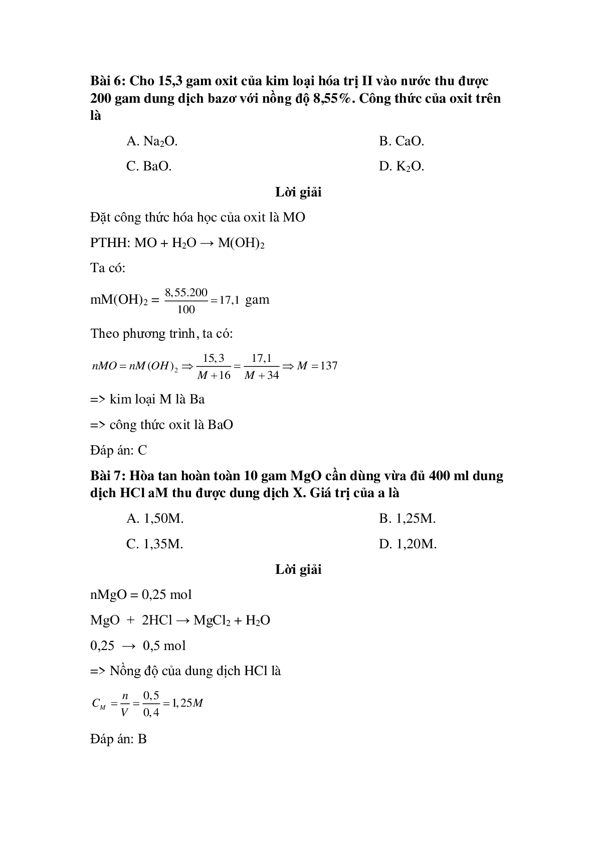 57 câu Trắc nghiệm Tính chất hóa học của oxit có đáp án 2023 - Hóa học lớp 9 (trang 3)
