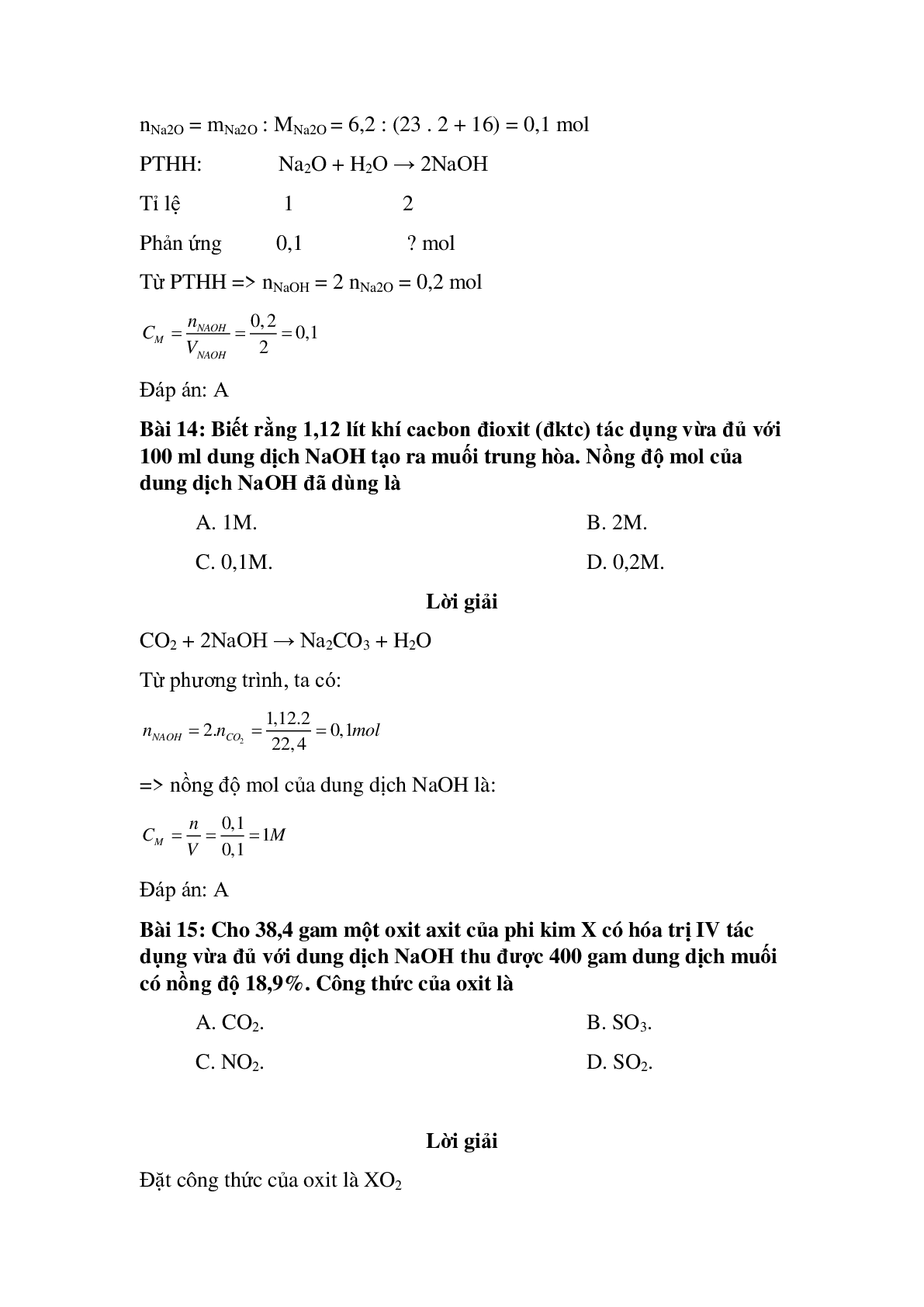 57 câu Trắc nghiệm Tính chất hóa học của oxit có đáp án 2023 - Hóa học lớp 9 (trang 6)