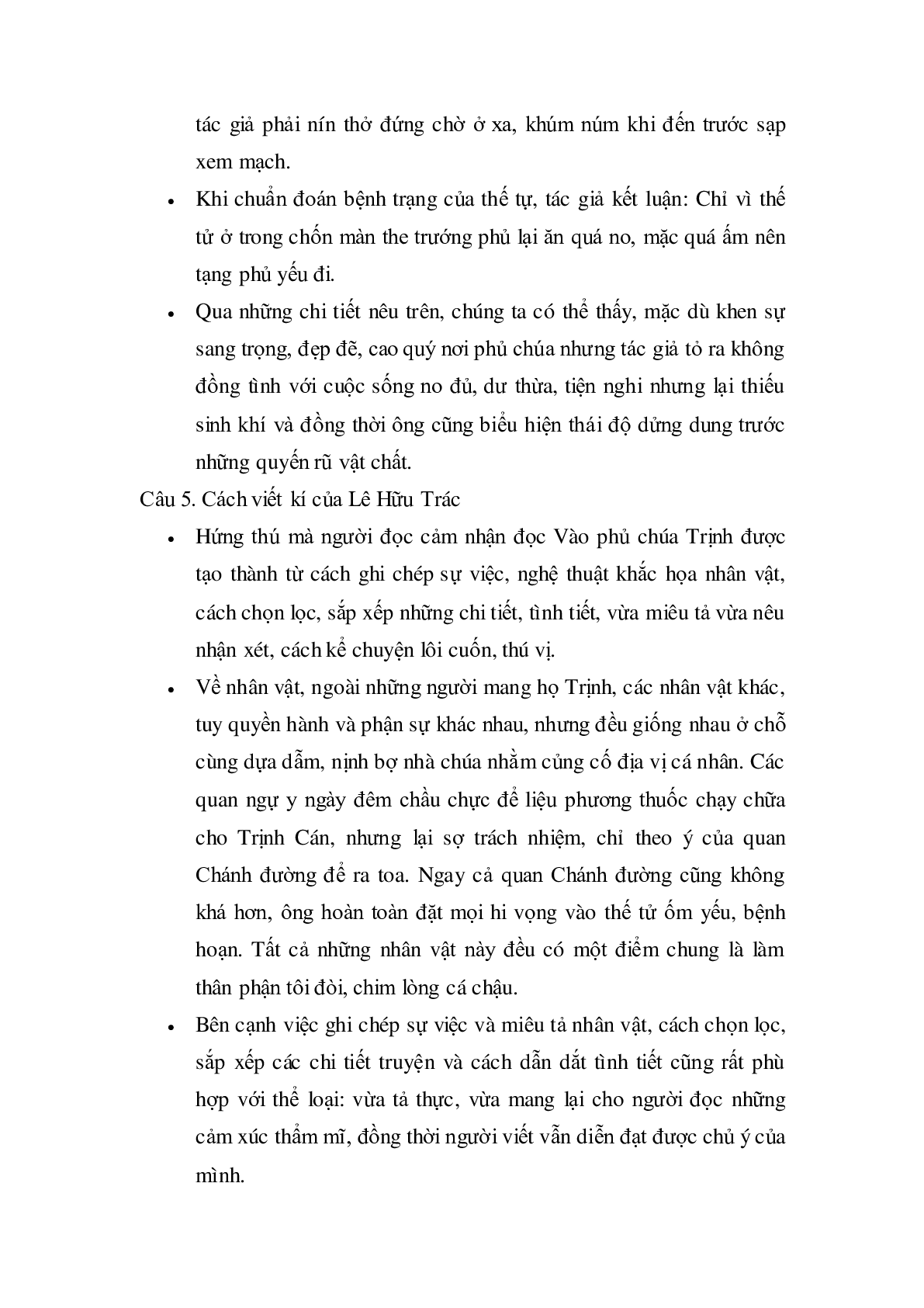 Soạn bài Vào phủ chúa Trịnh của Lê Hữu Trác - ngắn nhất Soạn văn 11 (trang 5)