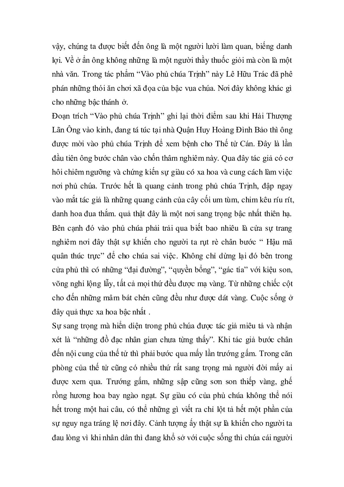 Soạn bài Vào phủ chúa Trịnh của Lê Hữu Trác - ngắn nhất Soạn văn 11 (trang 7)