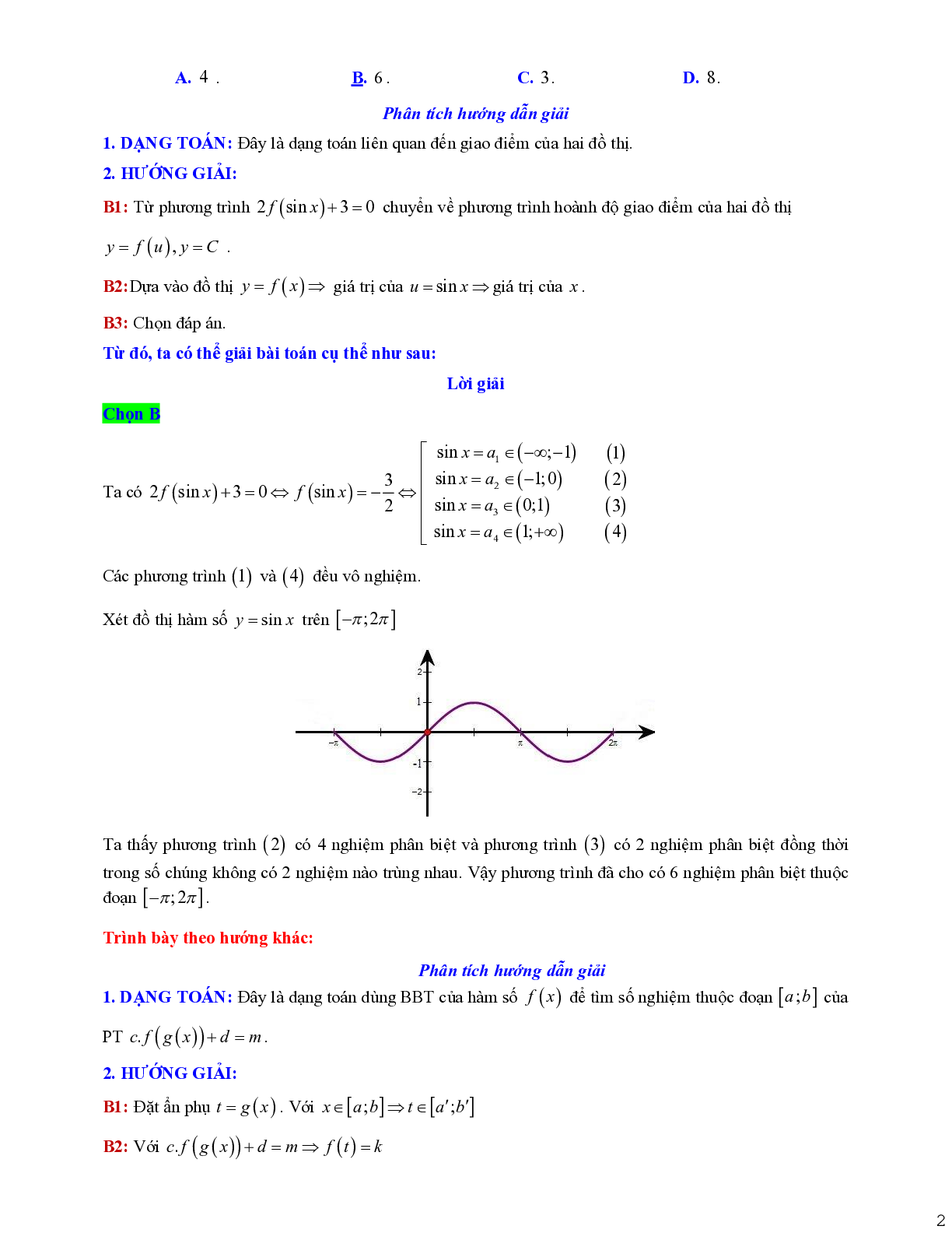 Dạng toán liên quan tới giao điểm của hai đồ thị (trang 2)