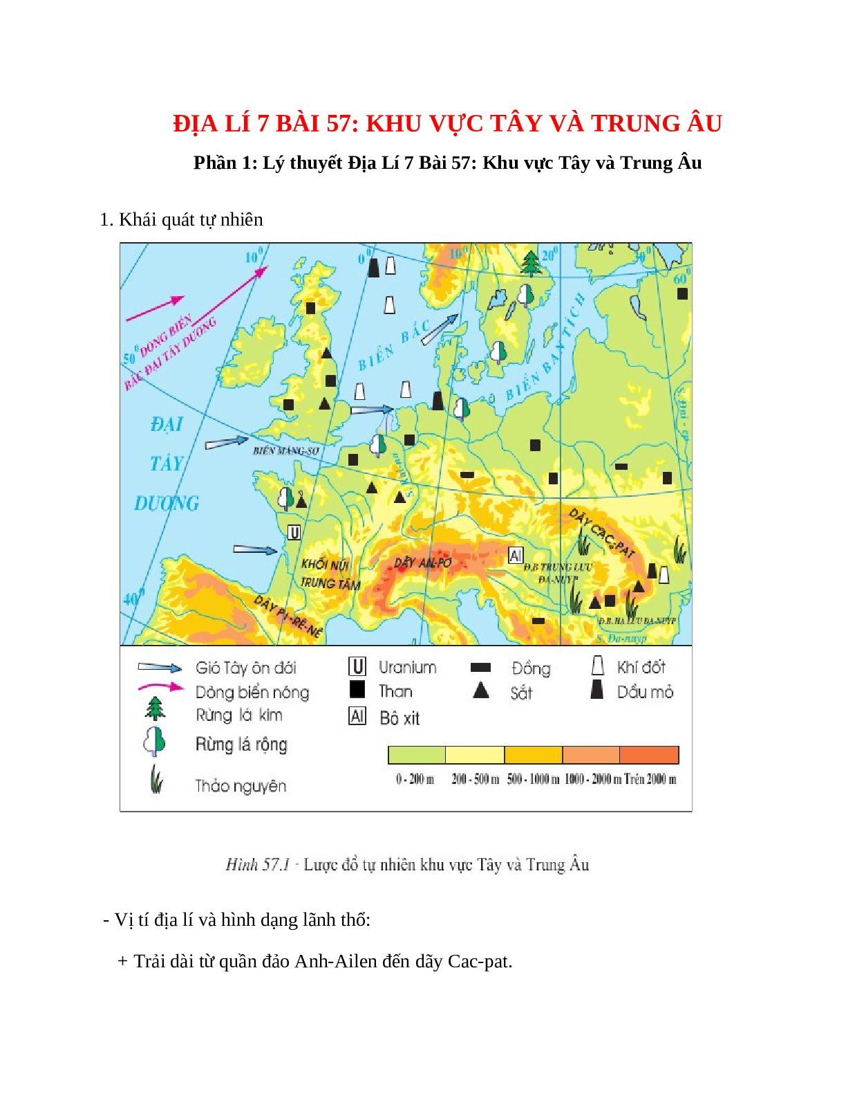 Địa Lí 7 Bài 57 (Lý thuyết và trắc nghiệm): Khu vực Tây và Trung Âu (trang 1)
