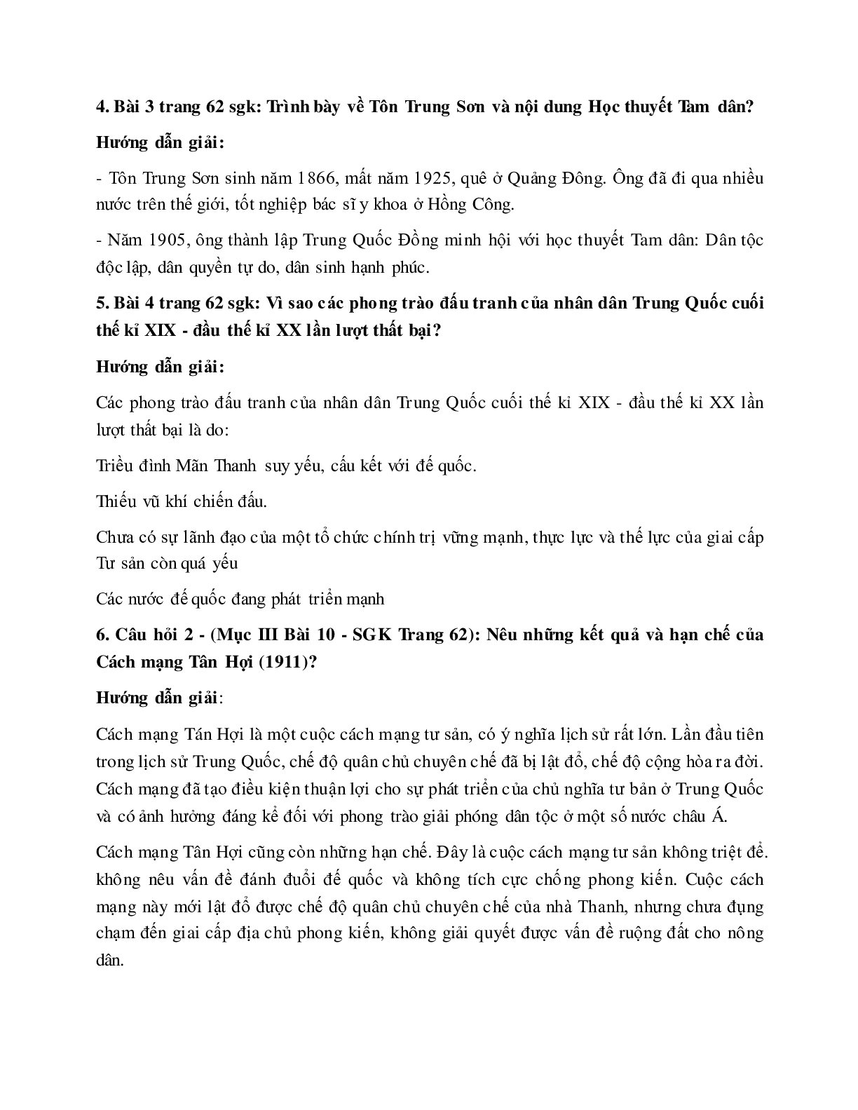 Giải bài tập SGK Lịch sử lớp 8: Bài 10: Trung Quốc giữa thế kỉ XIX- Đầu thế kỉ XX mới nhất (trang 2)