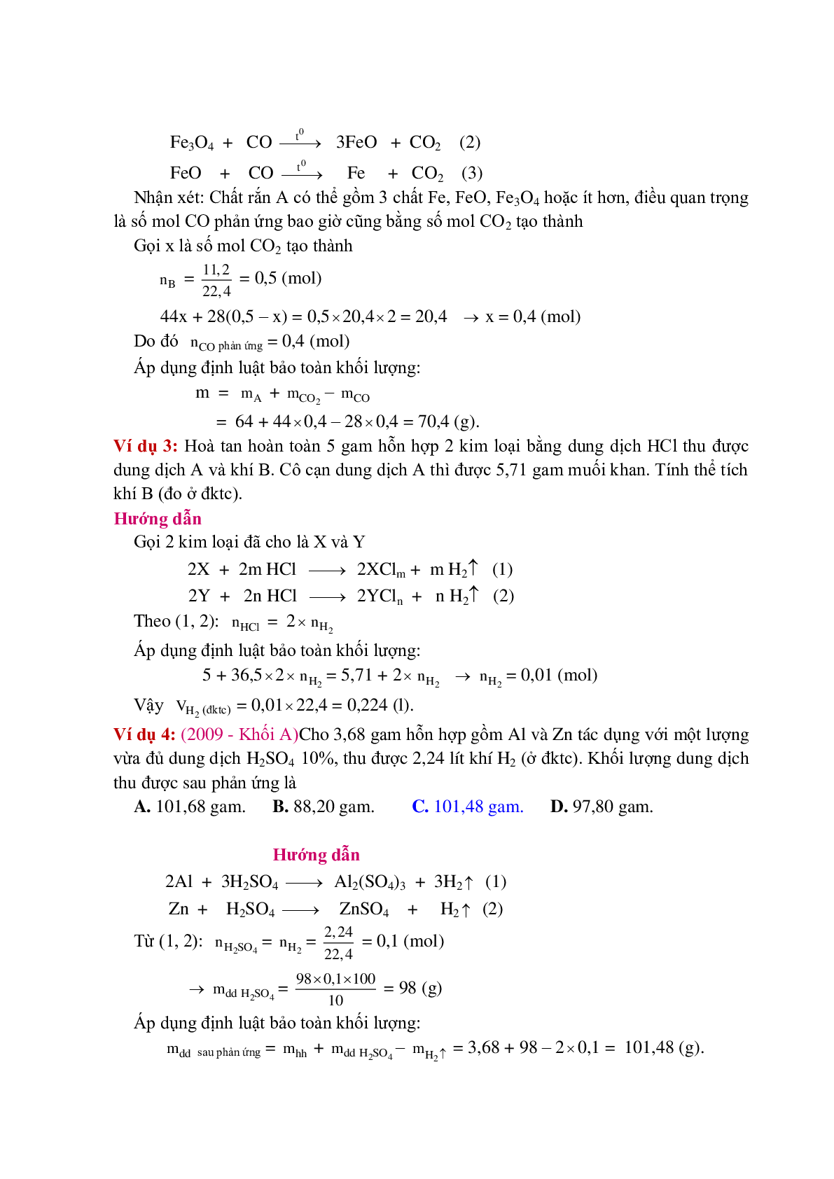 Lý thuyết, bài tập về Phương pháp bảo toàn khối lượng có đáp án (trang 2)
