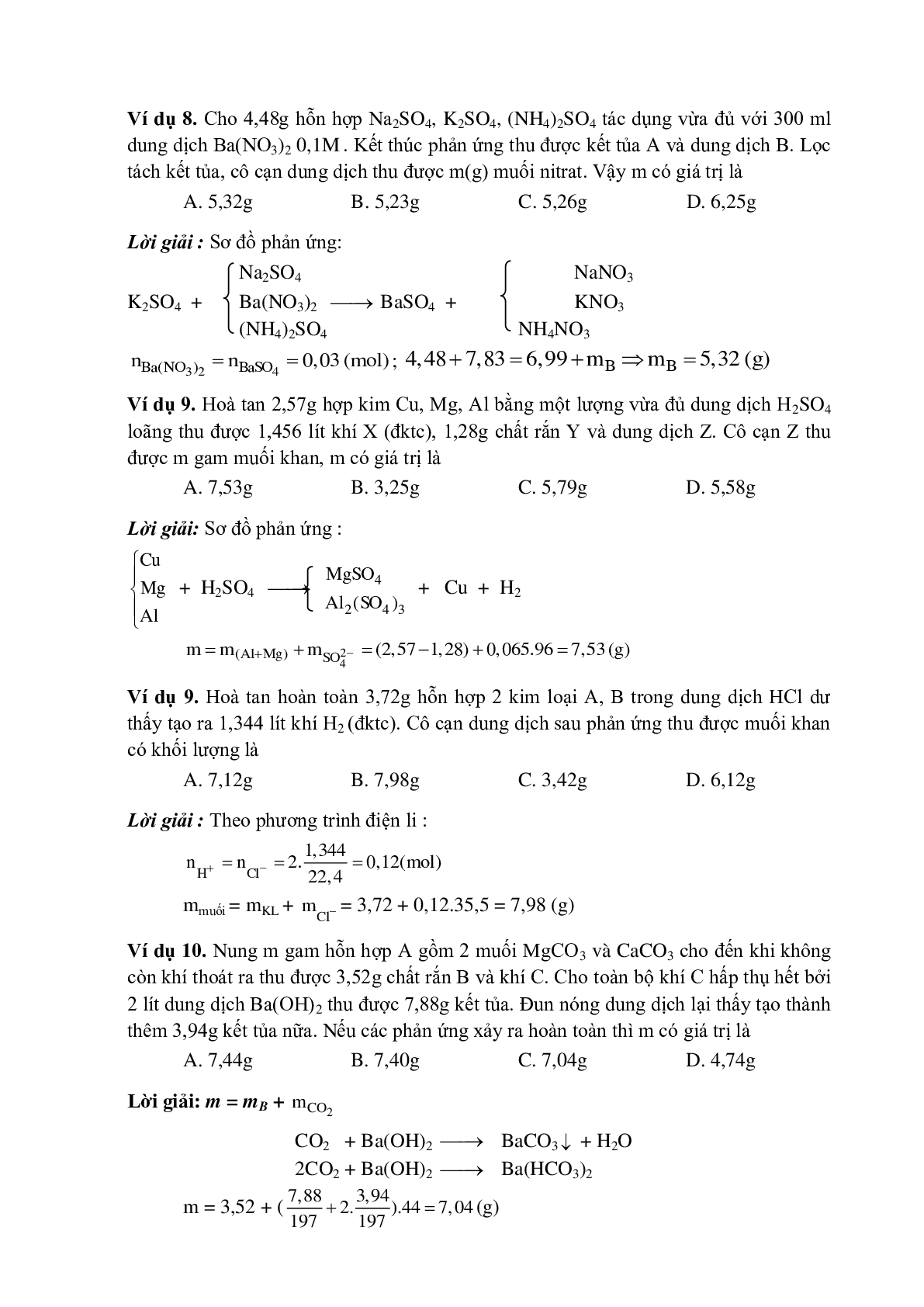 Lý thuyết, bài tập về Phương pháp bảo toàn khối lượng có đáp án (trang 4)