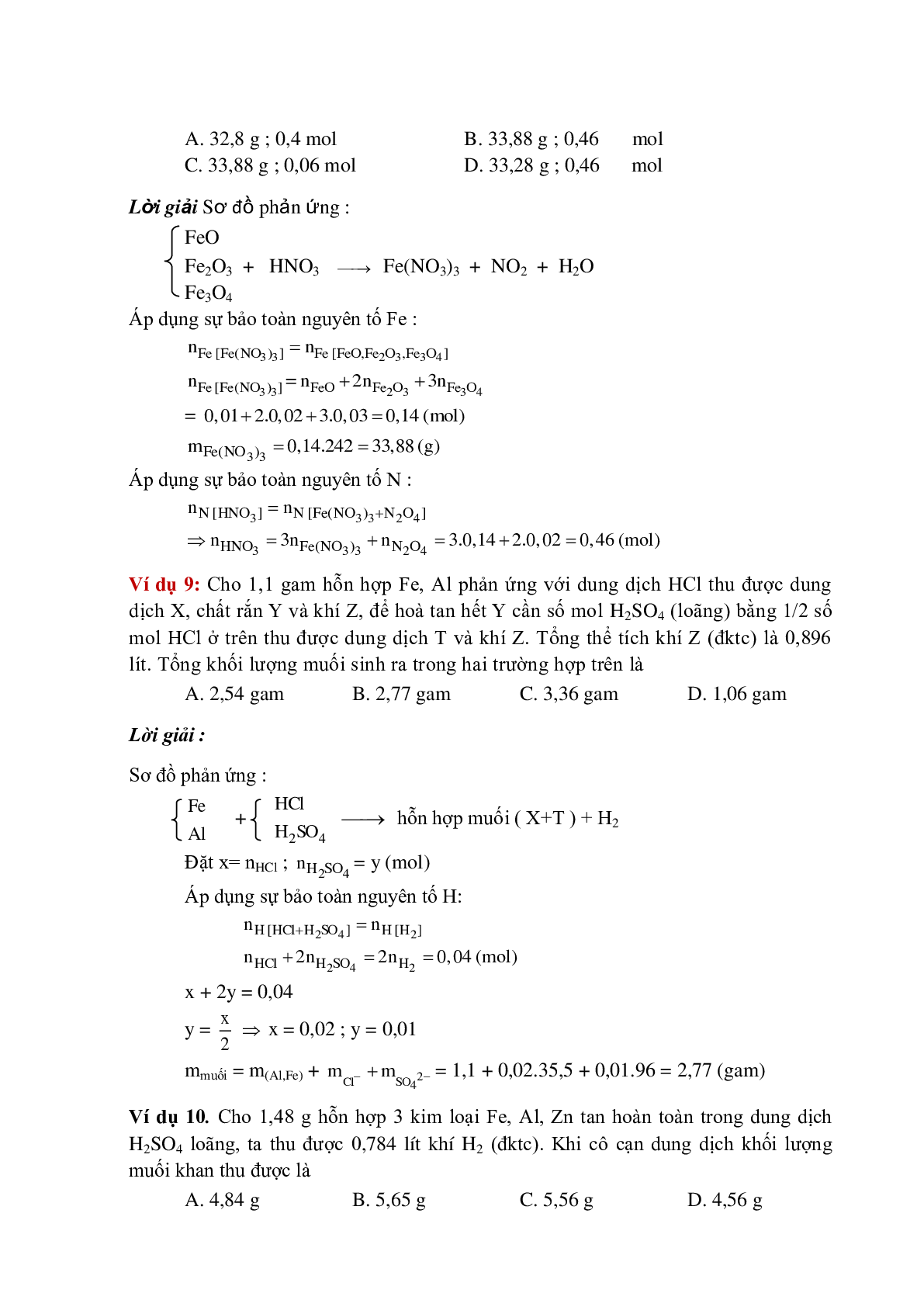 Lý thuyết, bài tập về Phương pháp bảo toàn khối lượng có đáp án (trang 8)