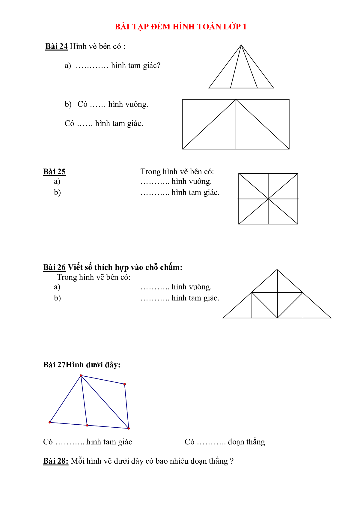 40 bài toán đếm hình lớp 1 môn Toán (trang 5)