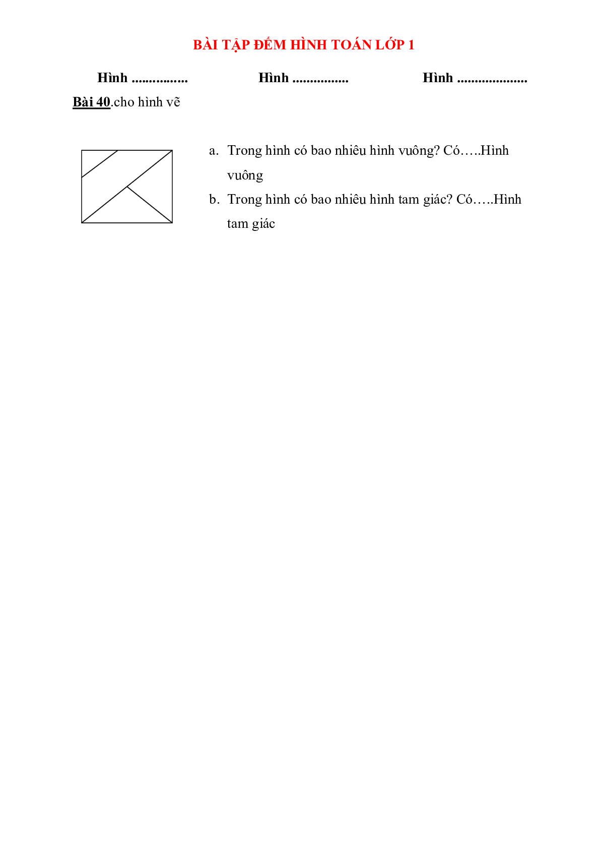 40 bài toán đếm hình lớp 1 môn Toán (trang 8)