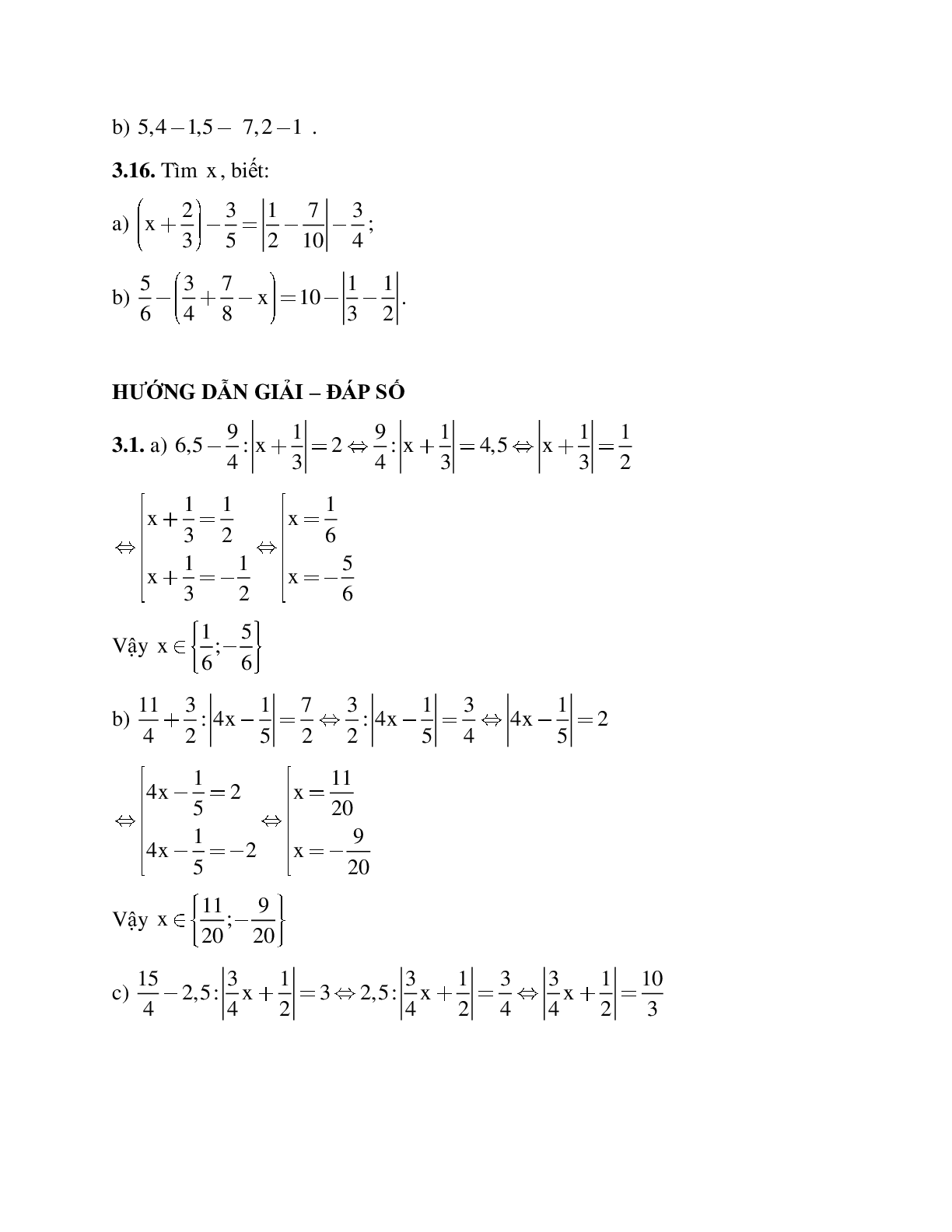 Phương pháp giải bài tập về Giá trị tuyệt đối của một số hữu tỉ - Cộng, trừ, nhân, chia số thập phân có lời giải (trang 10)