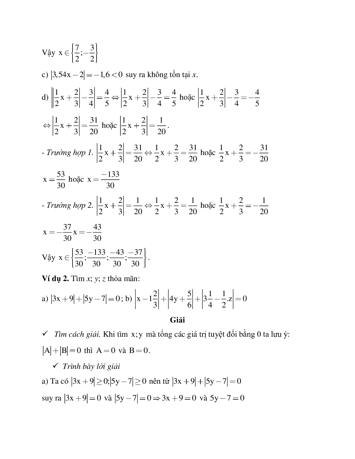 Phương pháp giải bài tập về Giá trị tuyệt đối của một số hữu tỉ - Cộng, trừ, nhân, chia số thập phân có lời giải (trang 2)