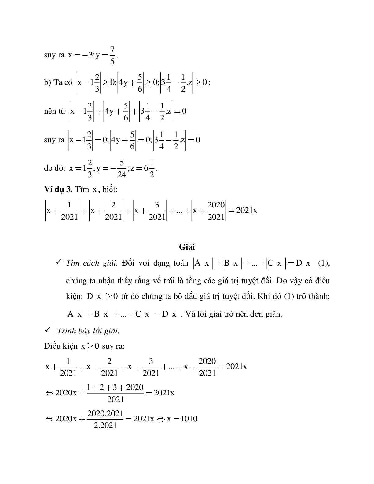 Phương pháp giải bài tập về Giá trị tuyệt đối của một số hữu tỉ - Cộng, trừ, nhân, chia số thập phân có lời giải (trang 3)