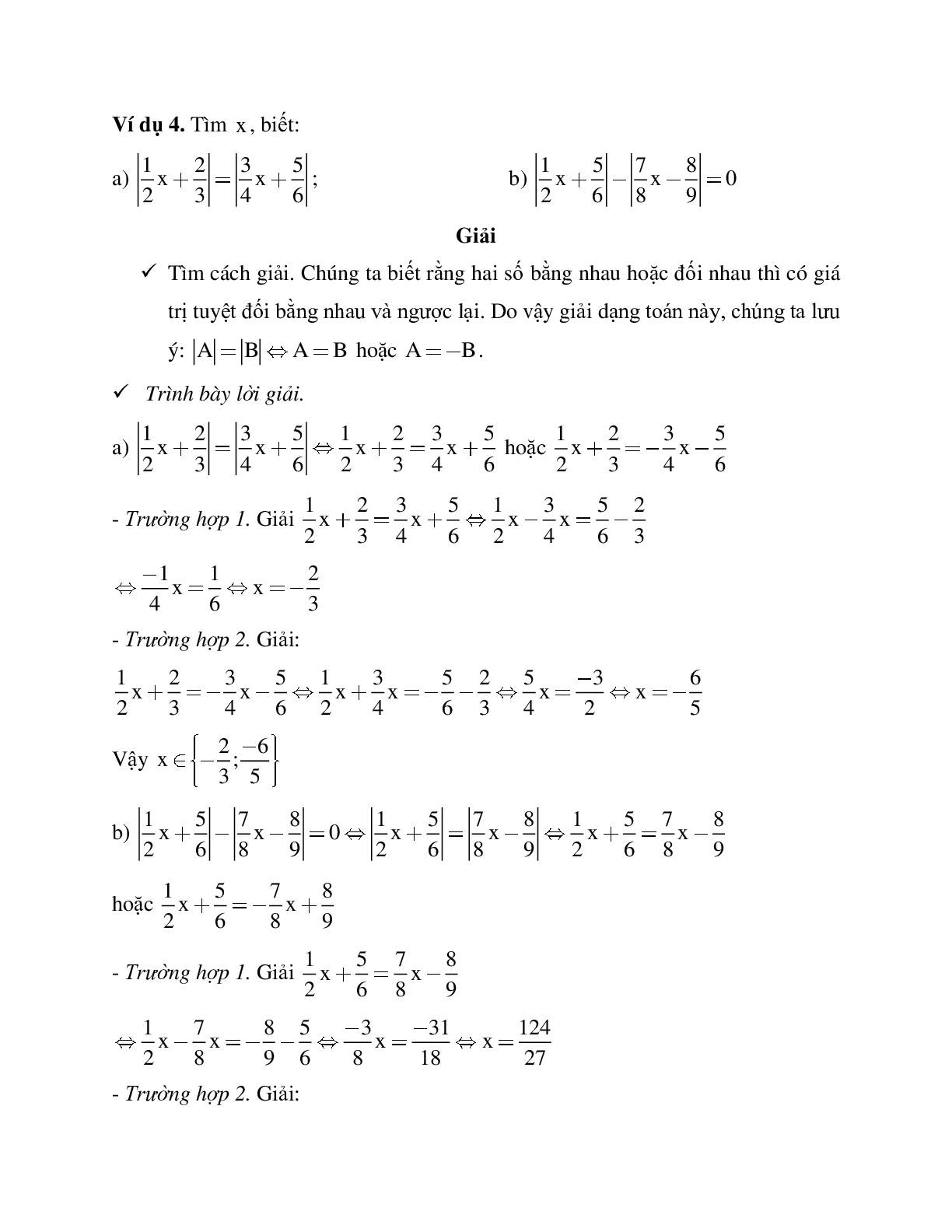 Phương pháp giải bài tập về Giá trị tuyệt đối của một số hữu tỉ - Cộng, trừ, nhân, chia số thập phân có lời giải (trang 4)