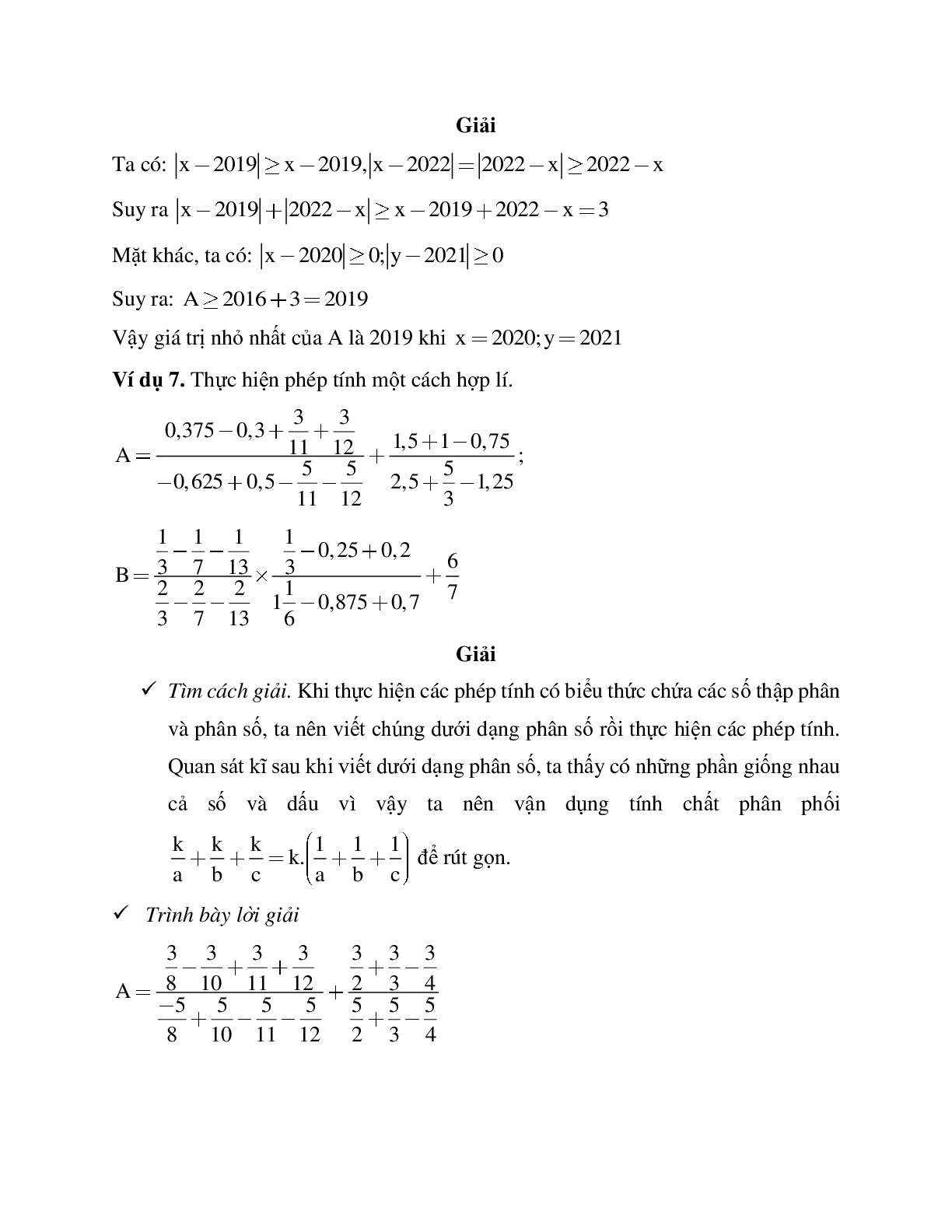 Phương pháp giải bài tập về Giá trị tuyệt đối của một số hữu tỉ - Cộng, trừ, nhân, chia số thập phân có lời giải (trang 6)
