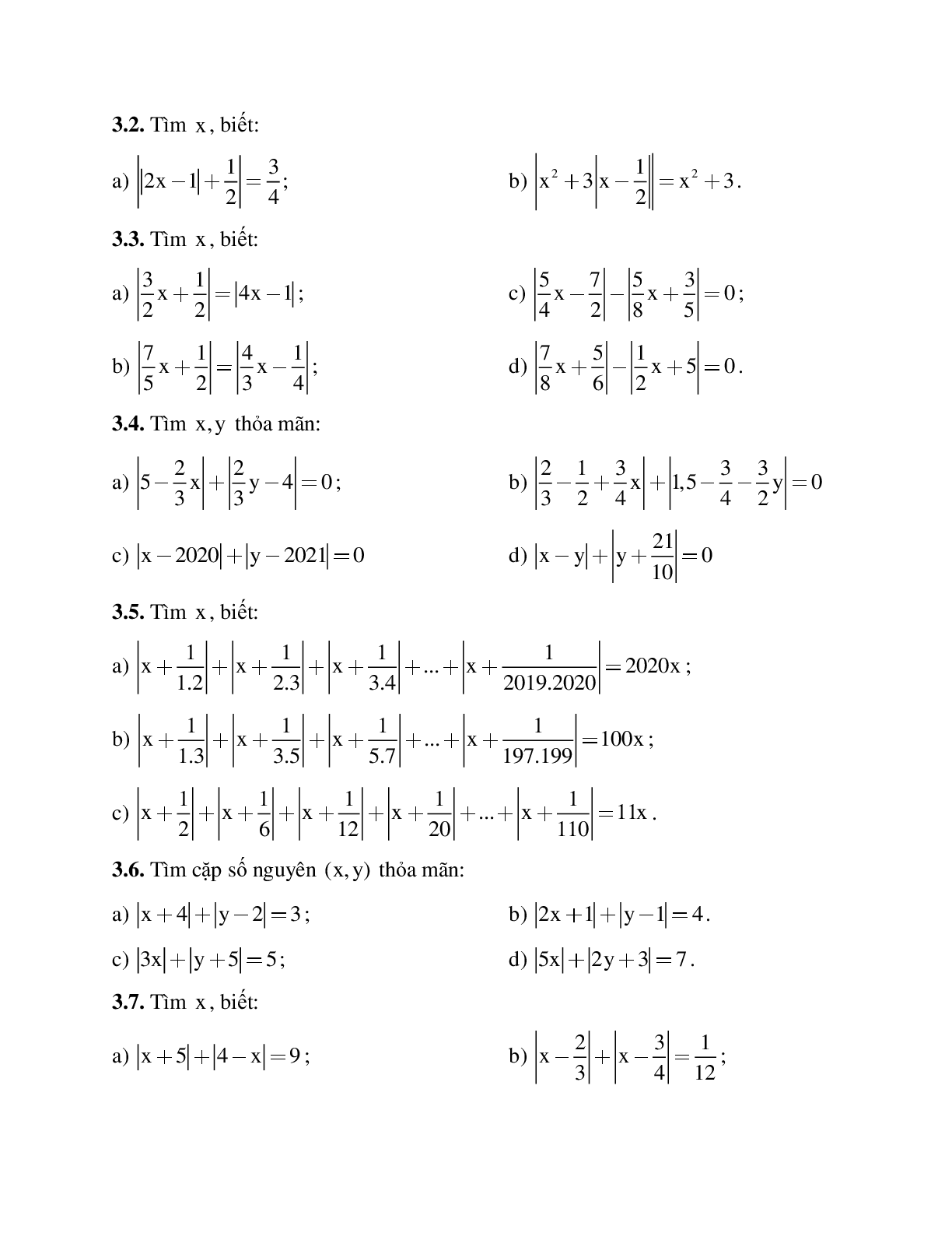 Phương pháp giải bài tập về Giá trị tuyệt đối của một số hữu tỉ - Cộng, trừ, nhân, chia số thập phân có lời giải (trang 8)