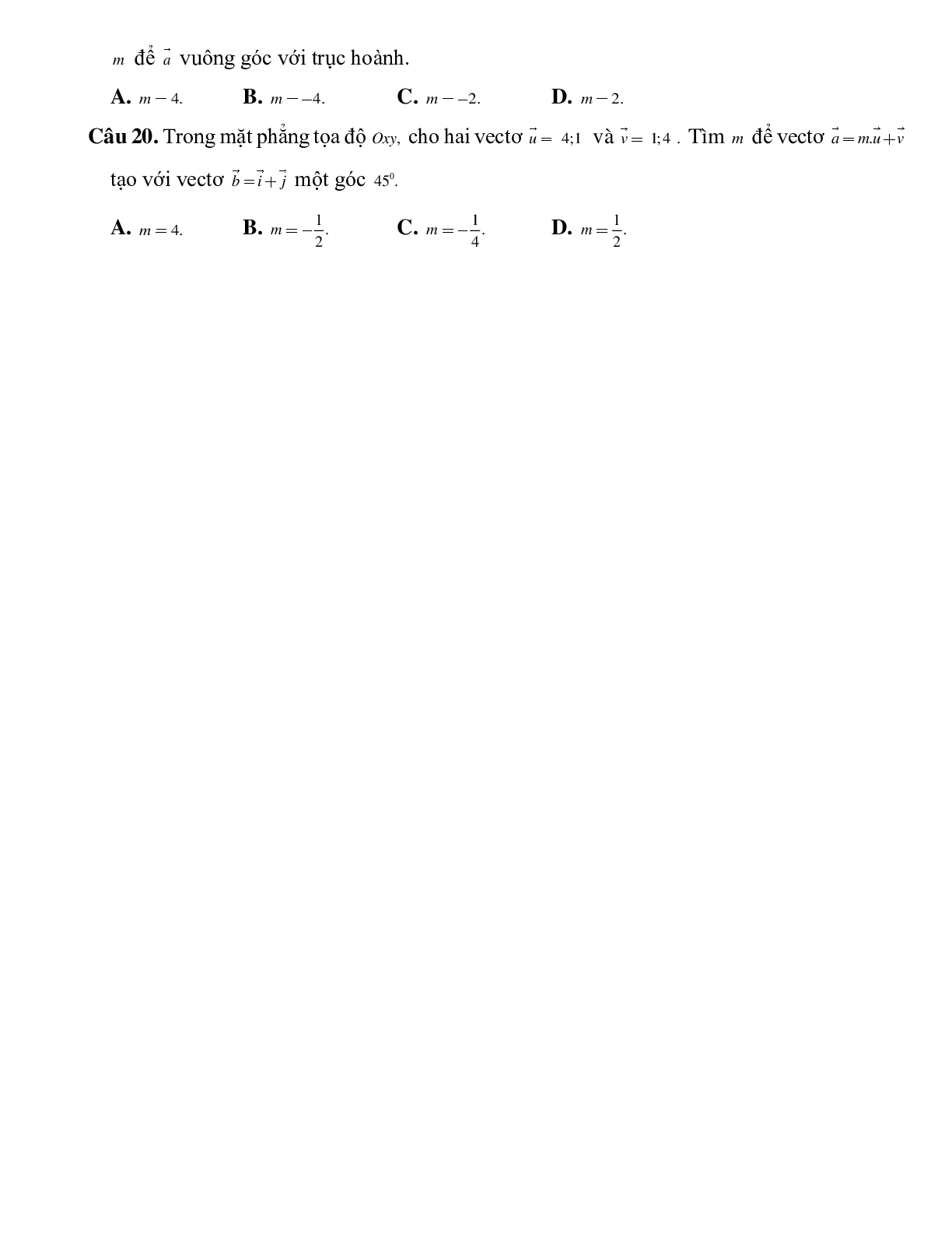 Bài tập tự luyện Biểu thức tọa độ của tích vô hướng hai vectơ chọn lọc (trang 4)