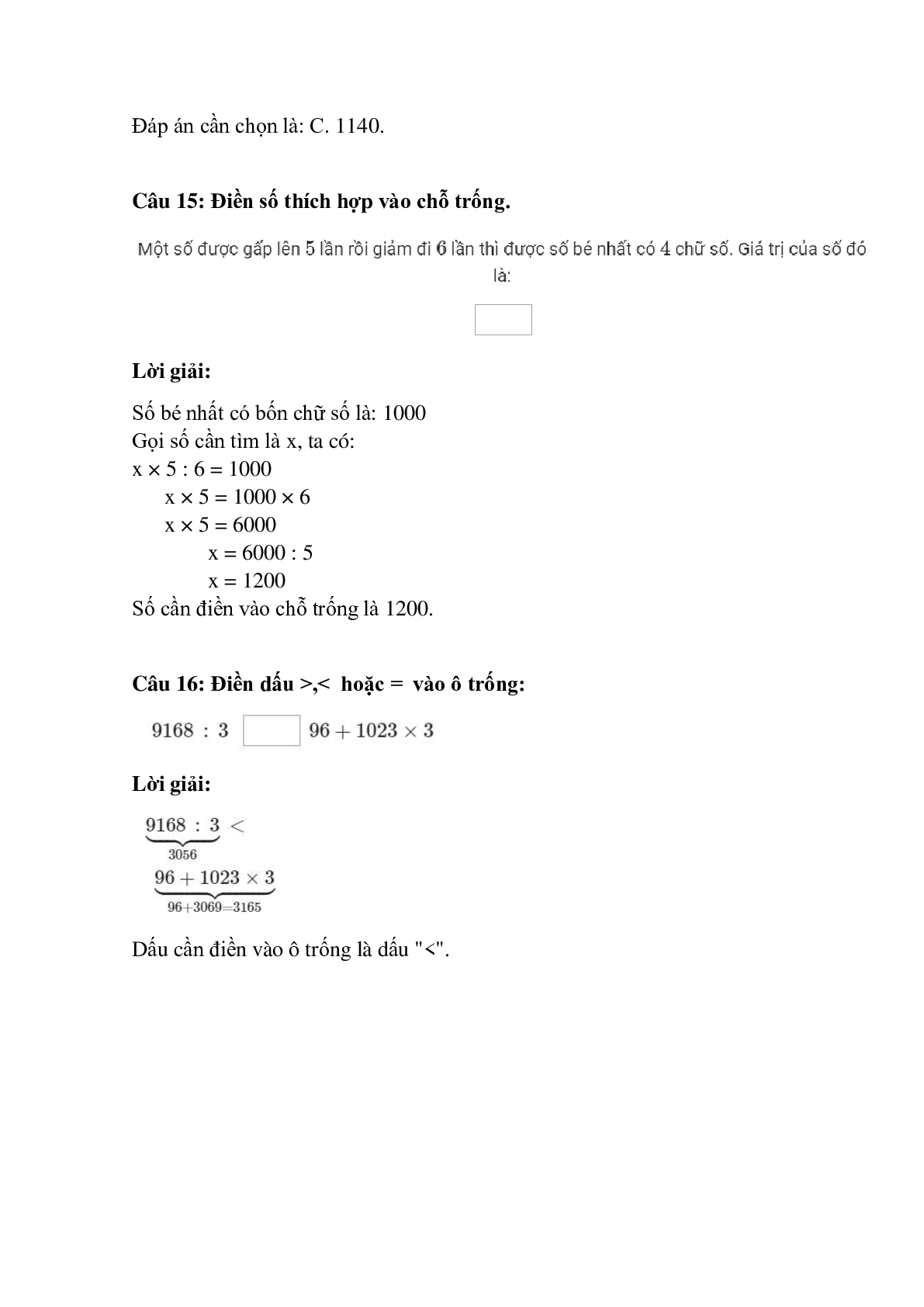 Trắc nghiệm Chia số có bốn chữ số với số có một chữ số có đáp án – Toán lớp 3 (trang 6)