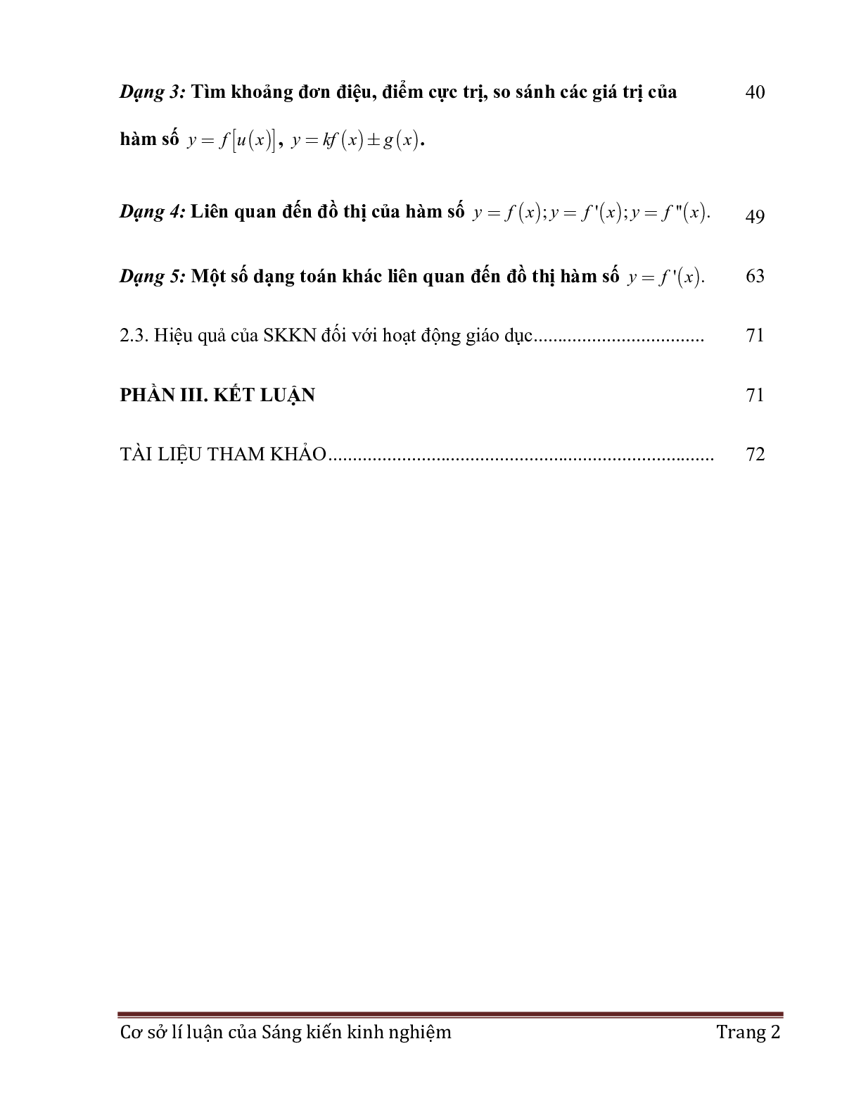 Bài toán liên quan đến đồ thị của hàm đạo hàm (trang 2)