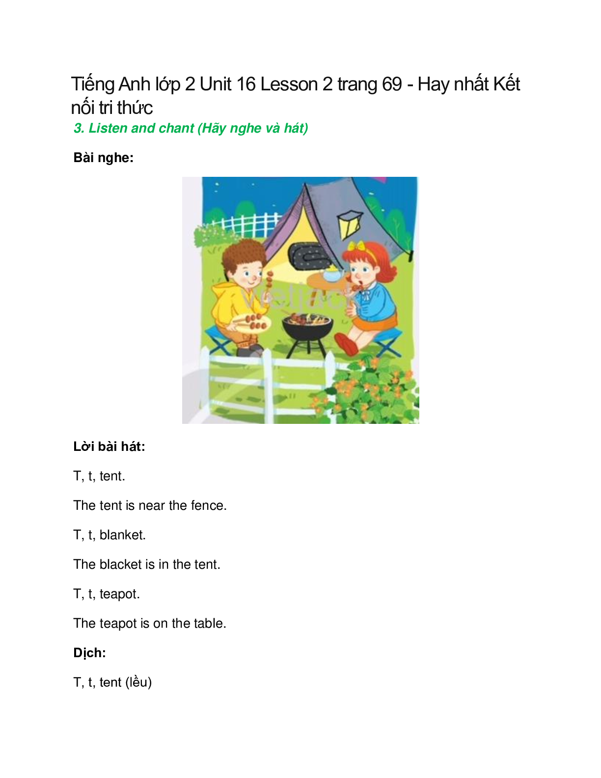 Tiếng Anh lớp 2 Unit 16 Lesson 2 trang 69 – Kết nối tri thức (trang 1)
