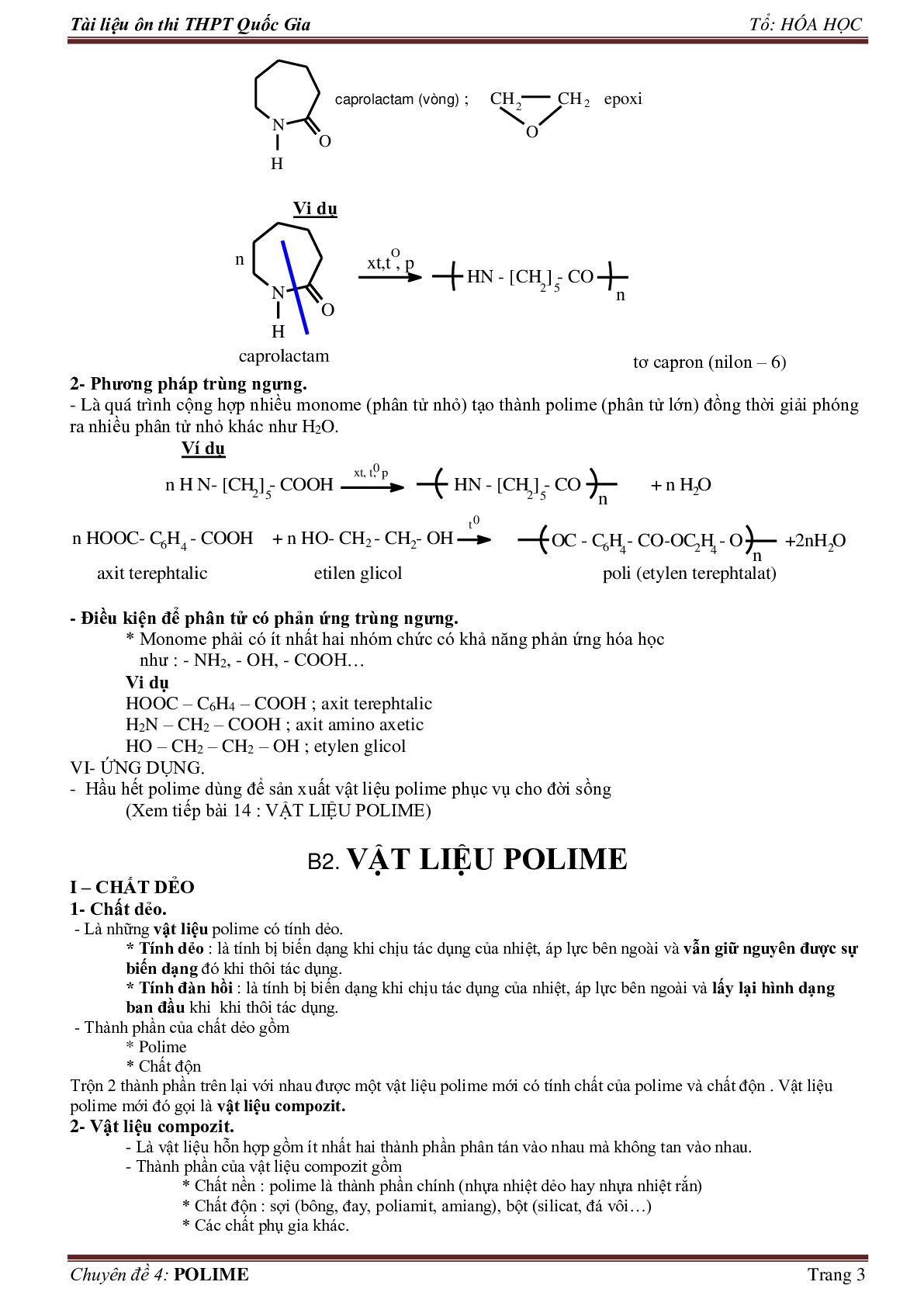 Lý thuyết, bài tập về polime có đáp án, chọn lọc (trang 3)