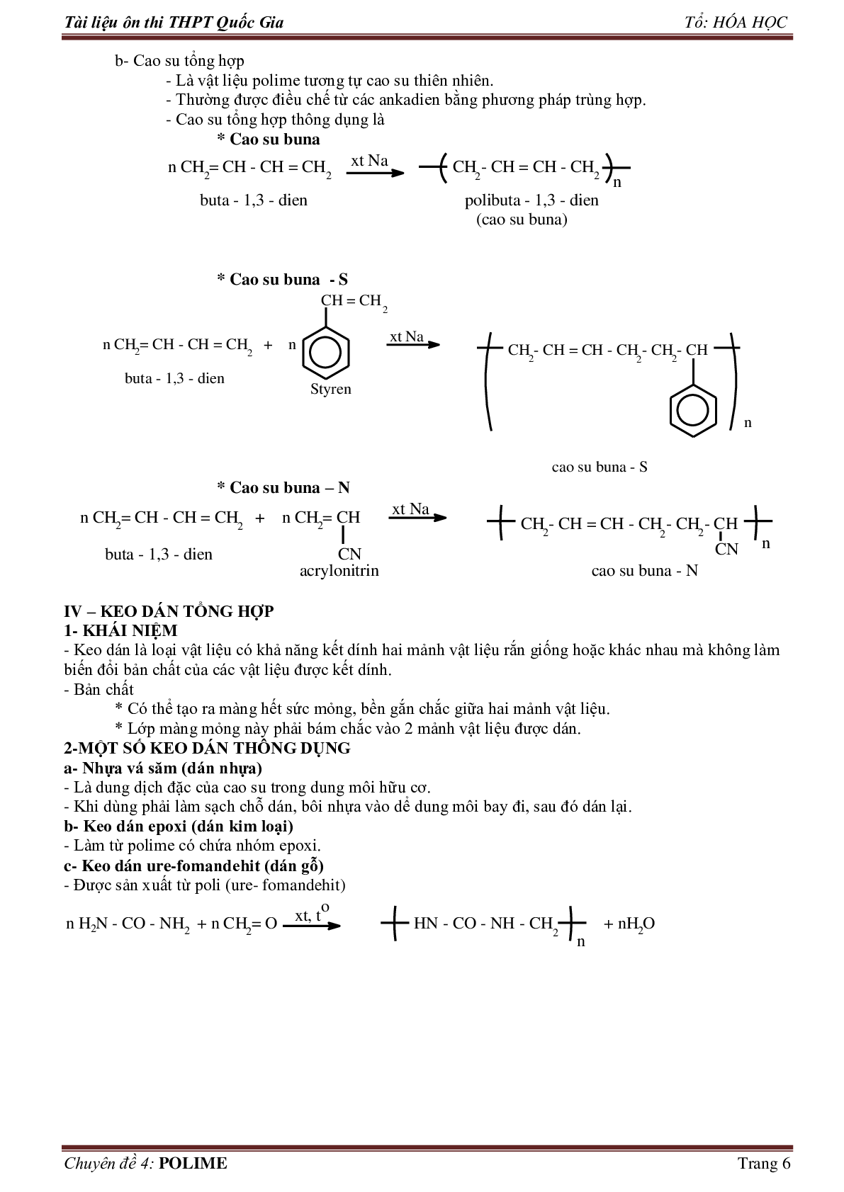 Lý thuyết, bài tập về polime có đáp án, chọn lọc (trang 6)