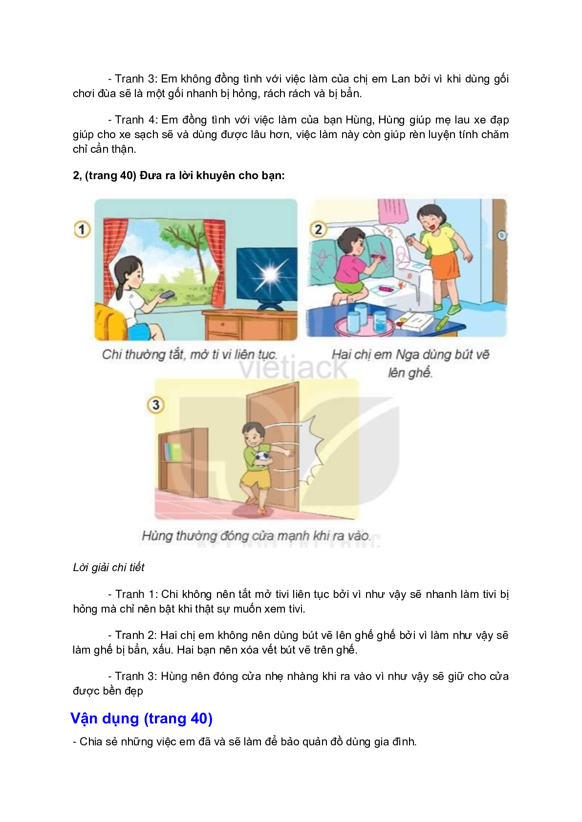 Giải SGK Đạo đức lớp 2 trang 37, 38, 39, 40 Bài 8: Bảo quản đồ dùng gia đình – Kết nối tri thức (trang 6)