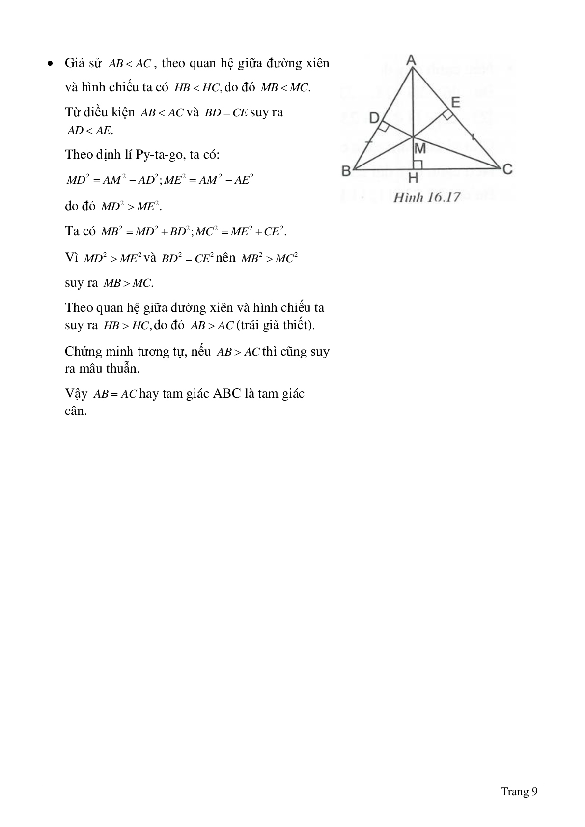 Tổng hợp kiến thức về Quan hệ giữa đường vuông góc và đường xiên, đường xiên và hình chiếu của đường xiên chọn lọc (trang 9)