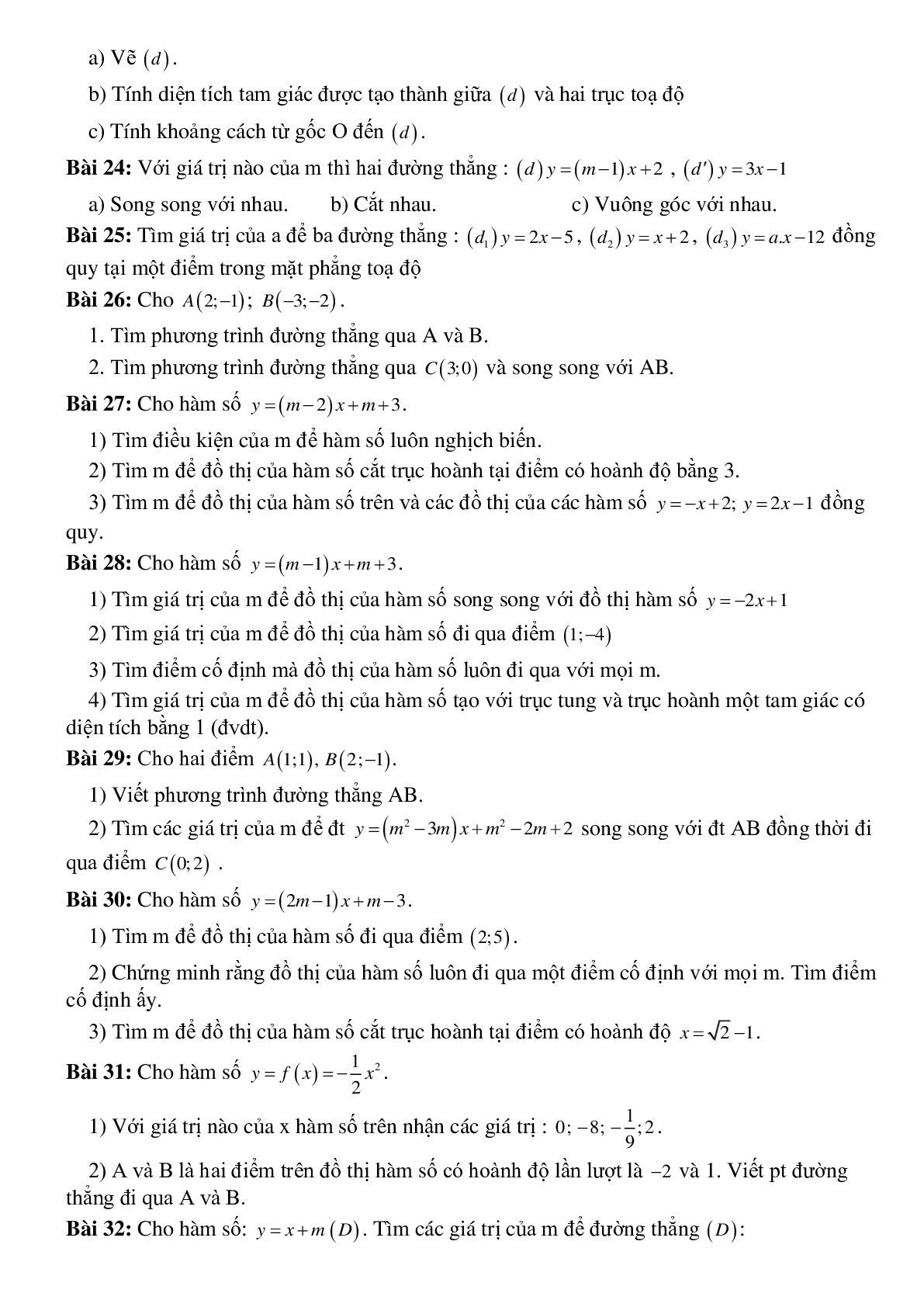 Tuyển tập các dạng bài Hàm số bậc nhất hay nhất Ôn thi vào lớp 10 (trang 6)