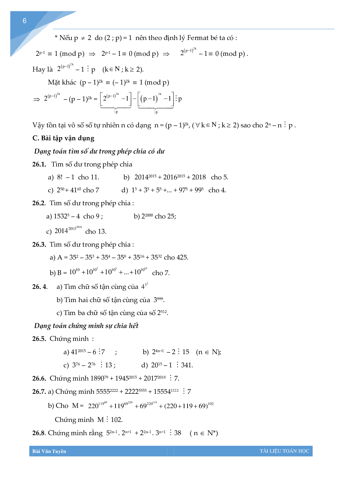 Chuyên đề đồng dư thức (trang 6)