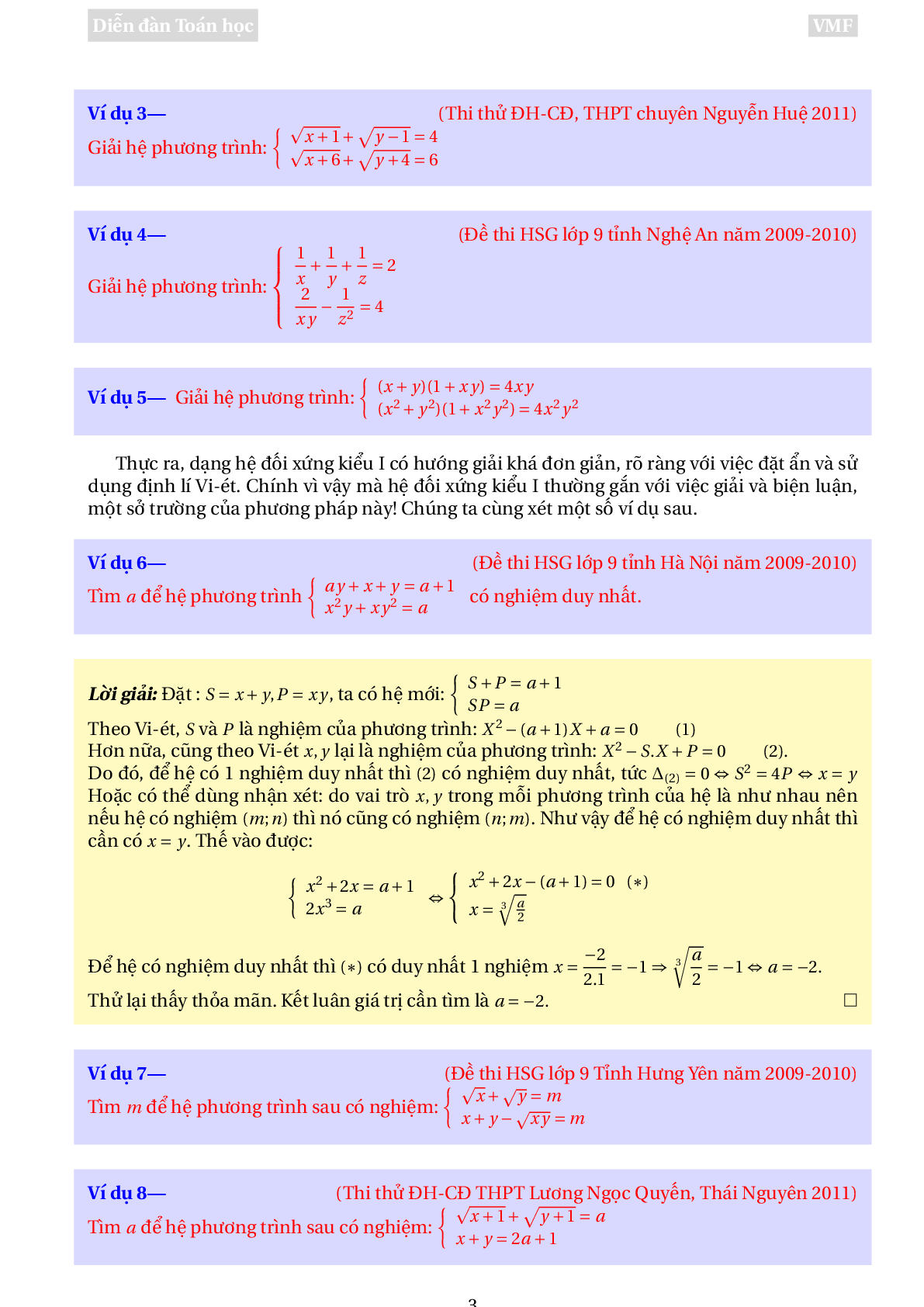 Phương pháp giải Hệ phương trình đối xứng (trang 3)