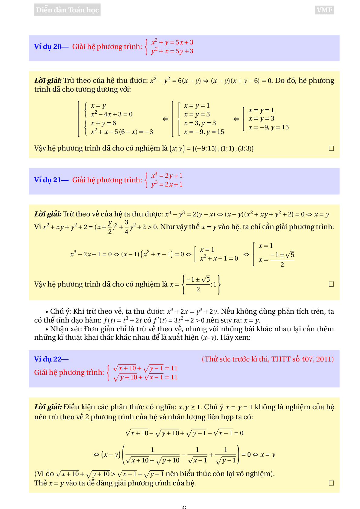 Phương pháp giải Hệ phương trình đối xứng (trang 6)