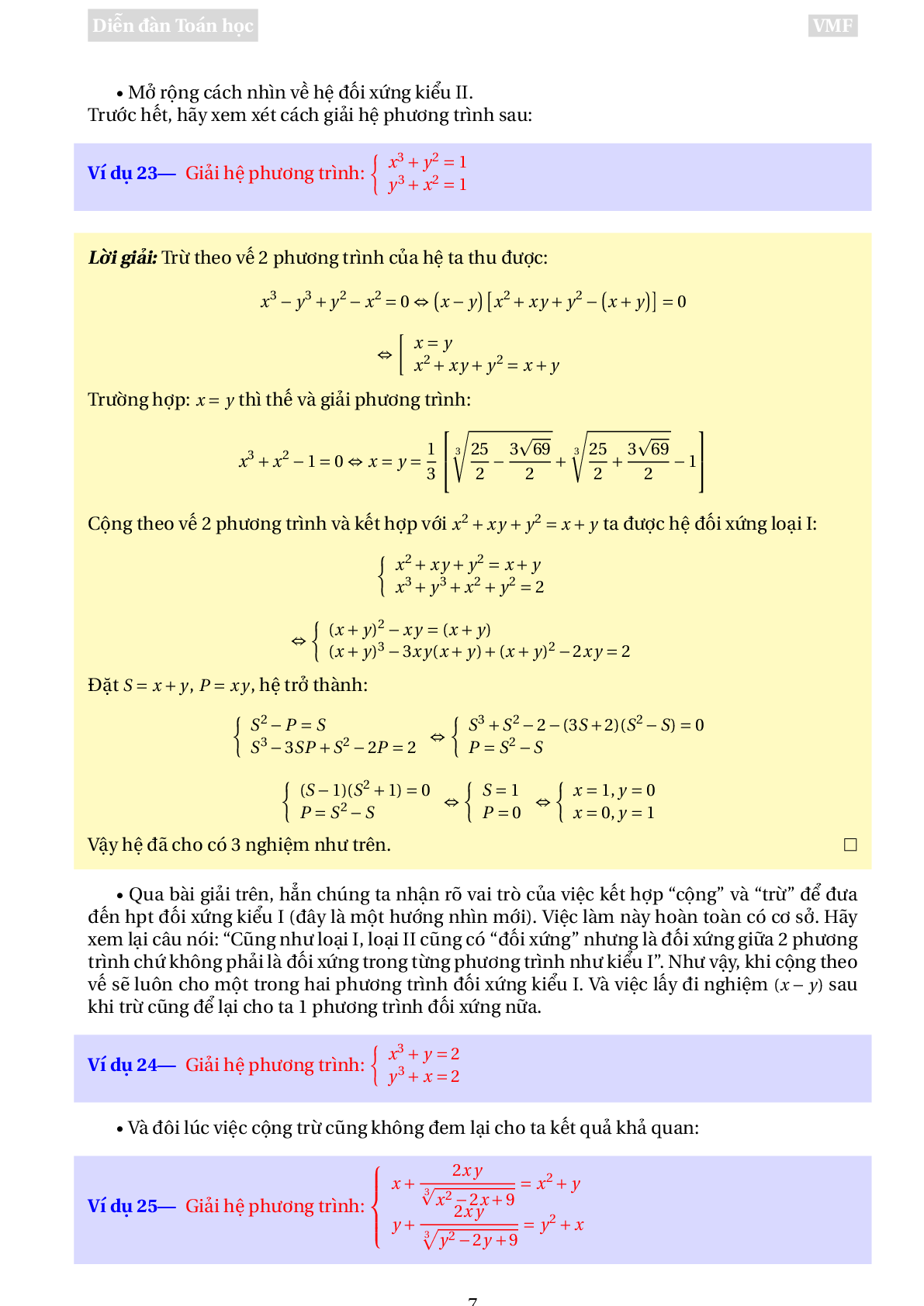 Phương pháp giải Hệ phương trình đối xứng (trang 7)